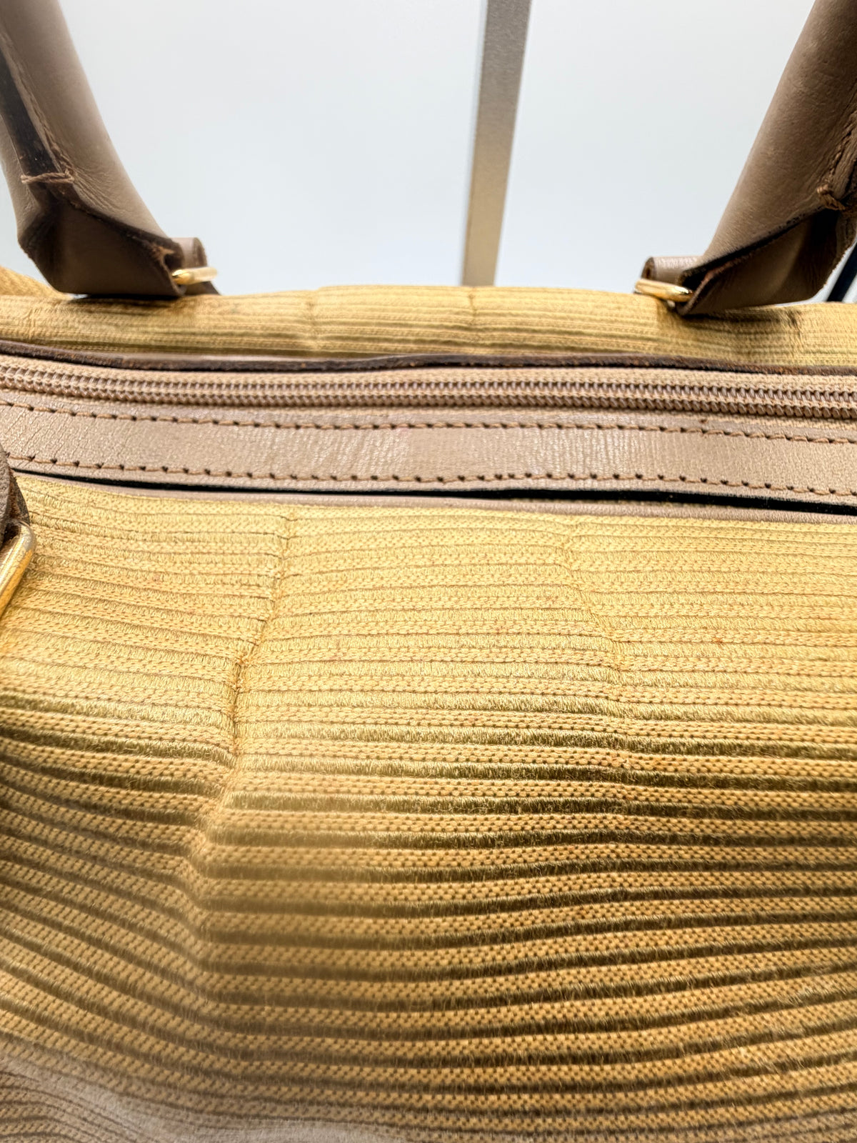 Yves Saint Laurent YSL Beige Canvas Boston Bag