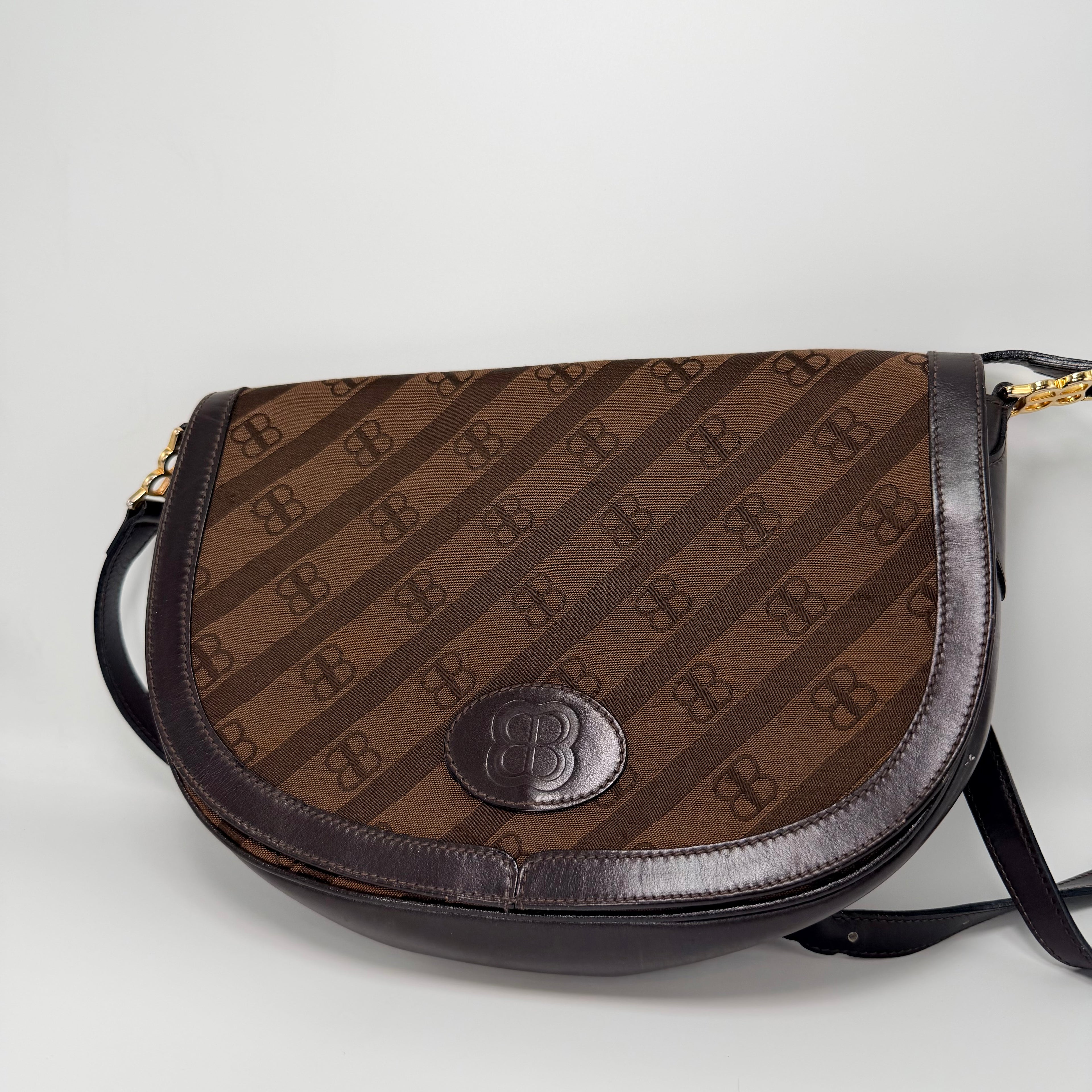 Balenciaga Logo Brown Crossbody