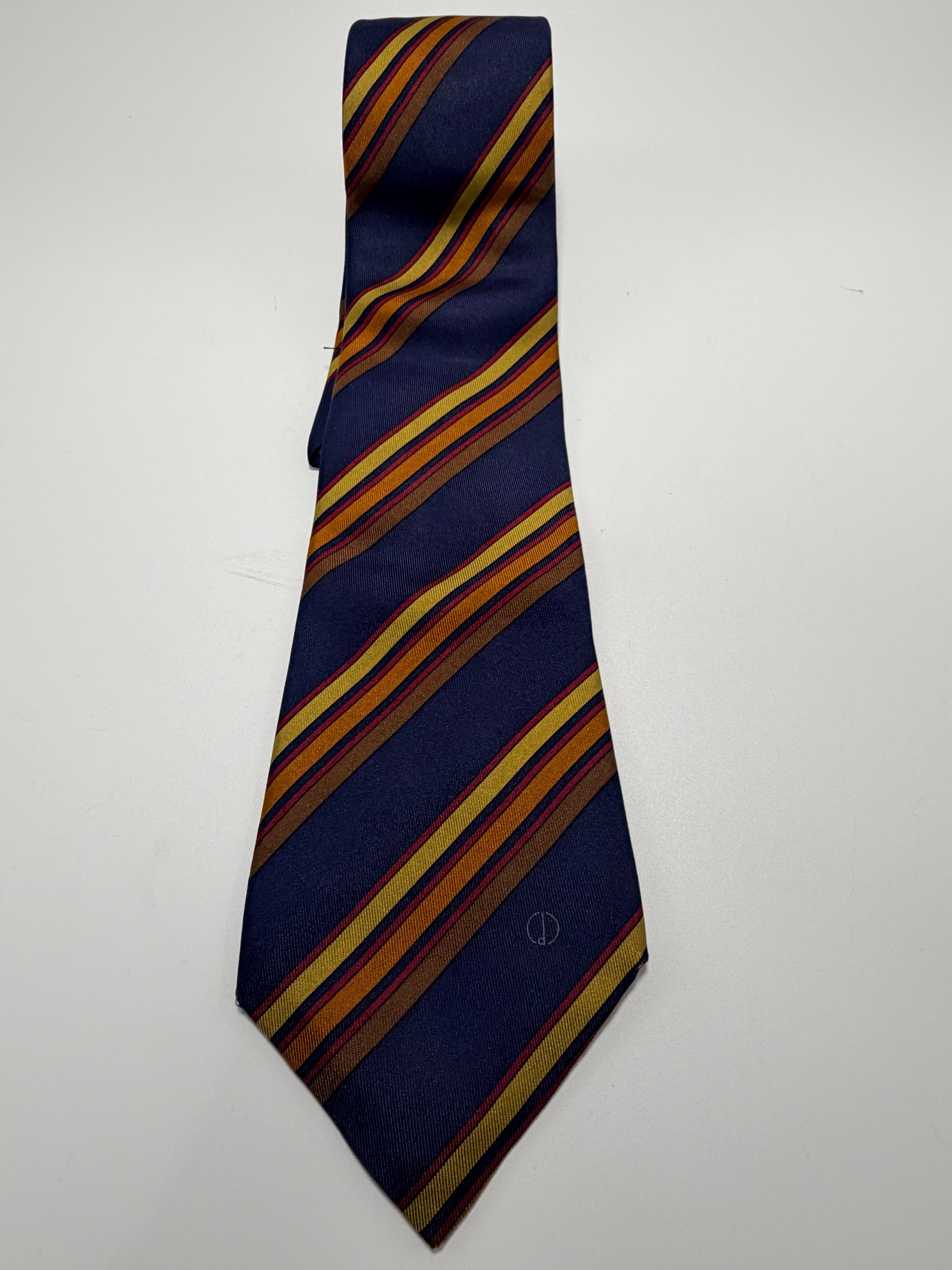 Dunhill Vintage Silk Tie – Navy Multicolor Stripe