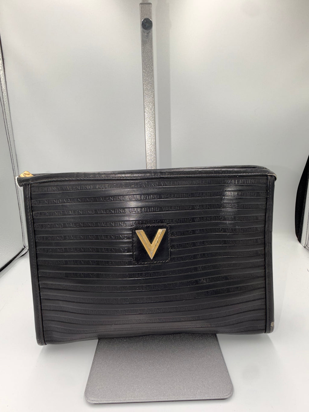 Valentino Garavani Black Logo Clutch / Cosmetic Case