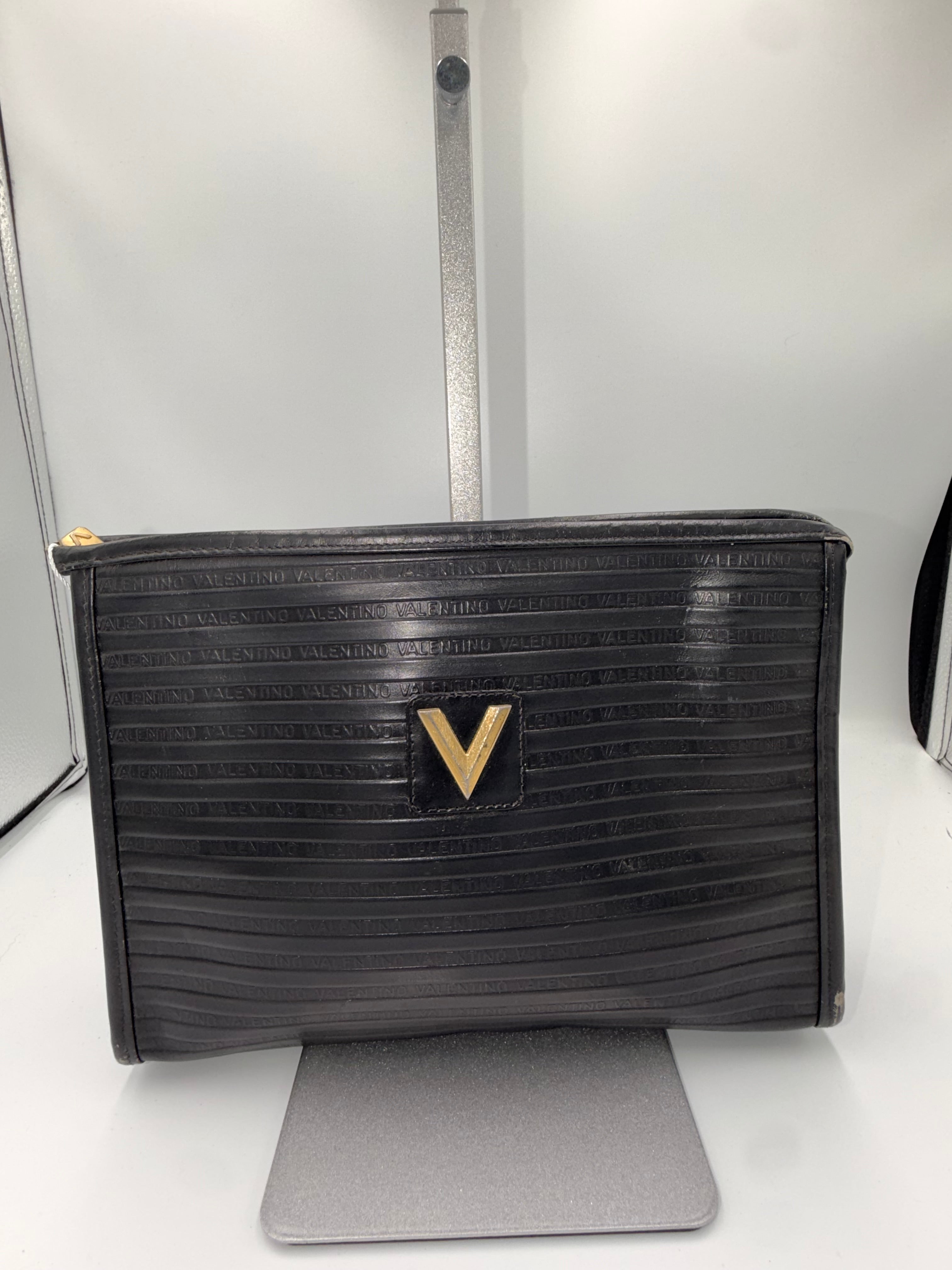 Valentino Garavani Black Logo Clutch / Cosmetic Case