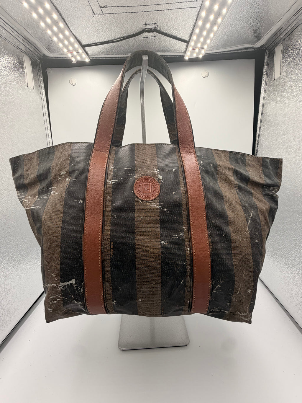 Fendi Pequin Striped Large Tote Bag