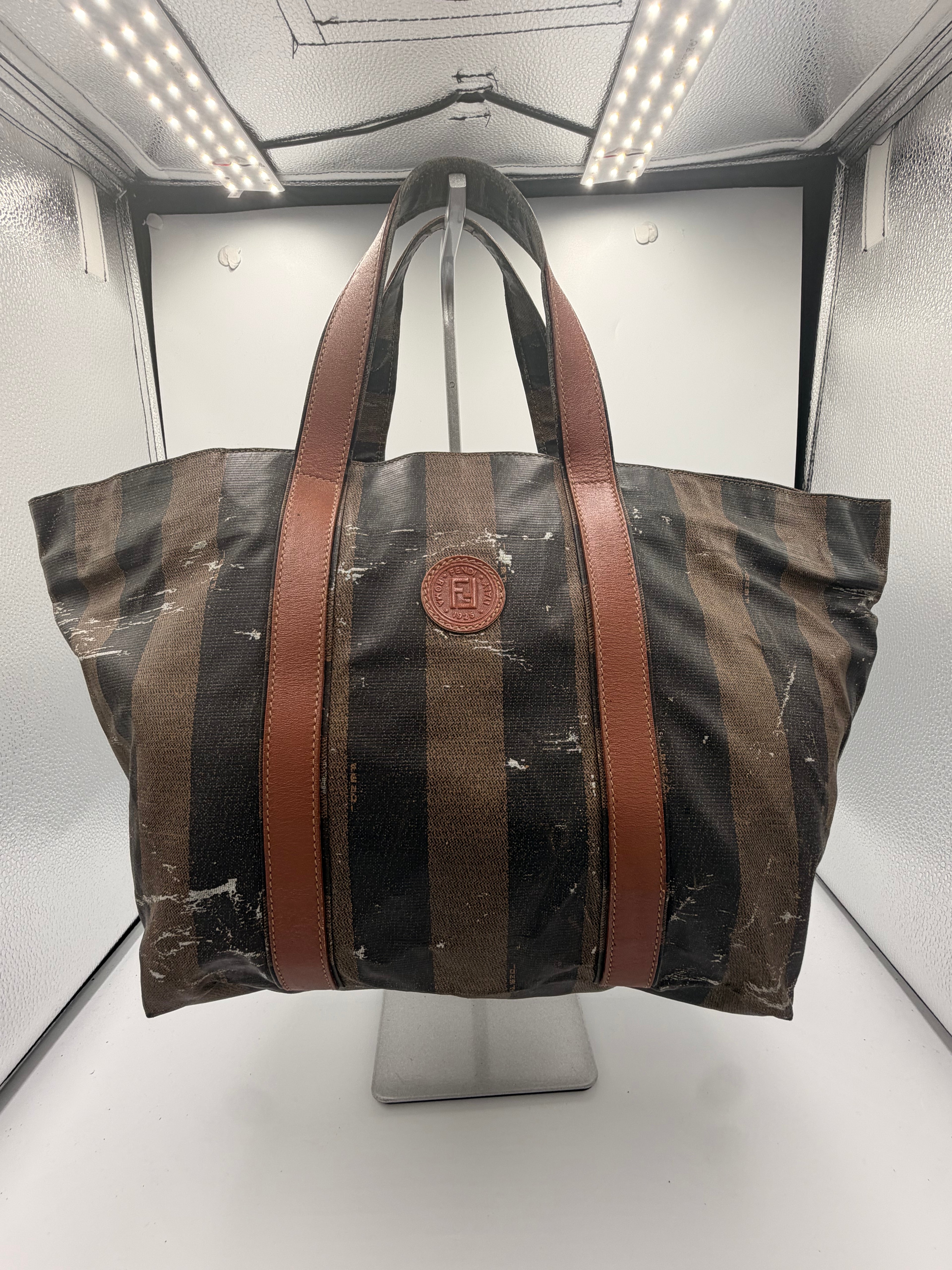 Fendi Pequin Striped Large Tote Bag