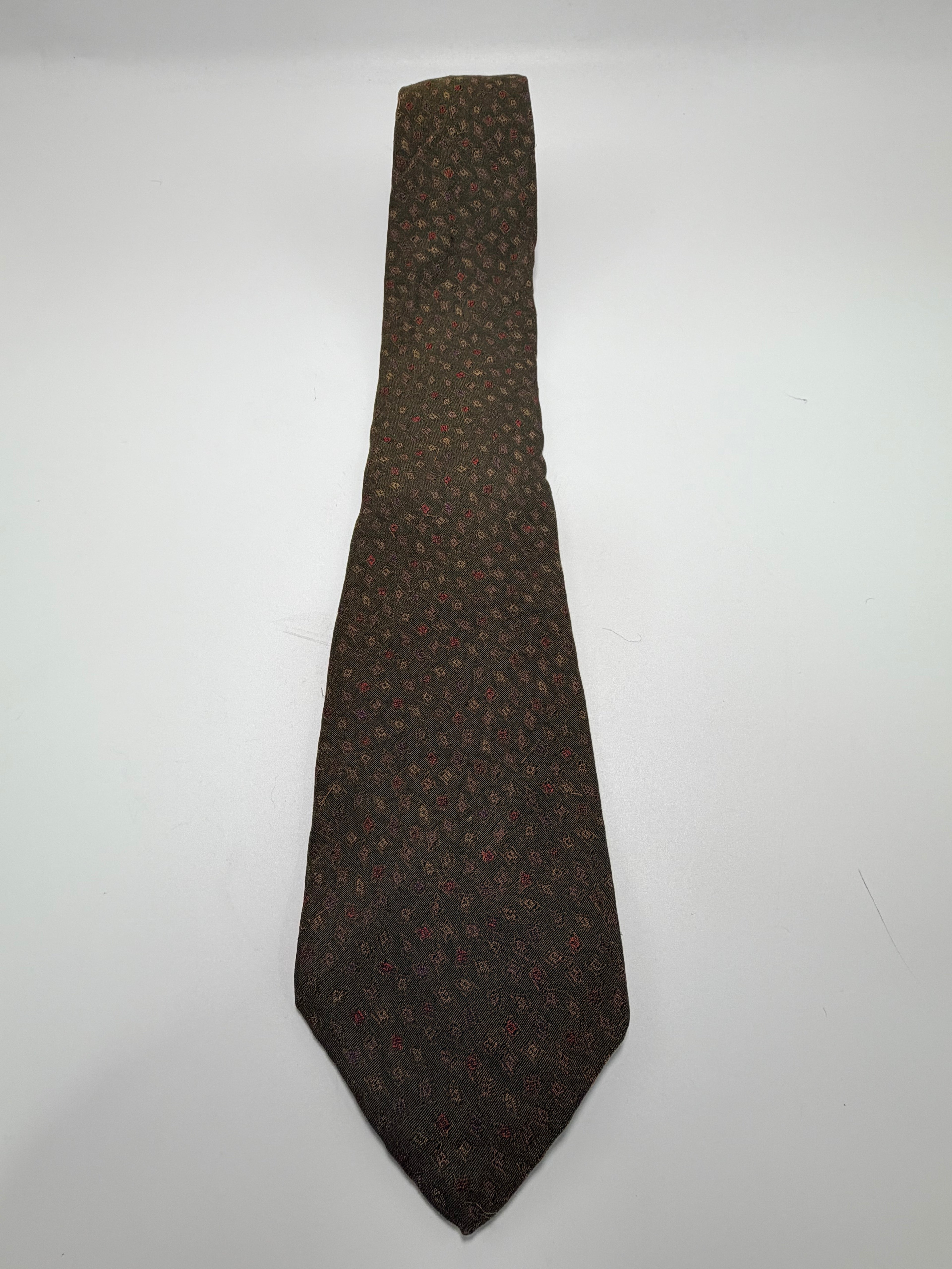 Giorgio Armani Cravatte Silk Tie – Olive Micro Print