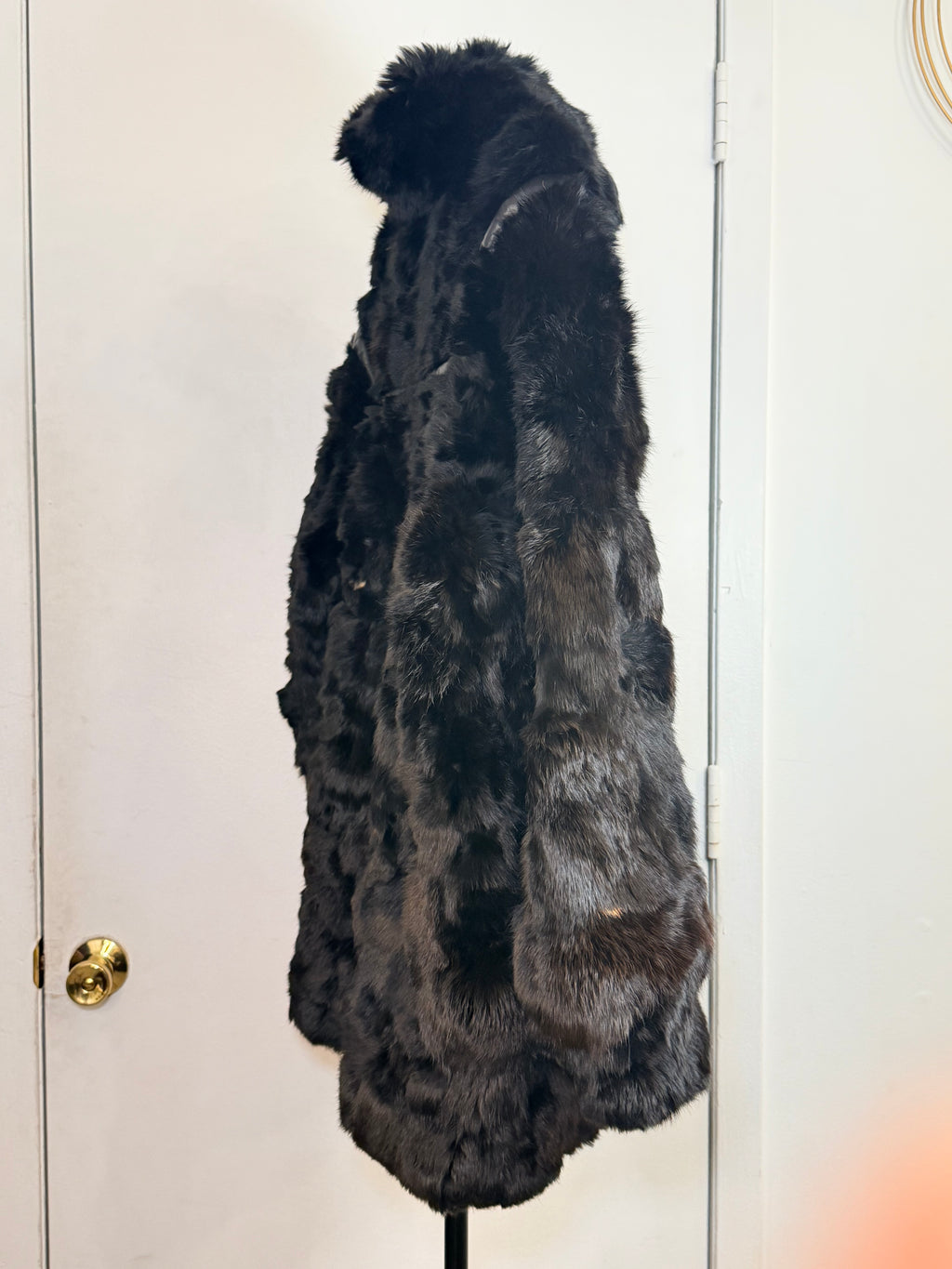Vintage Mink Fur Coat with Leather Detail – Deep Brown (1X-2X)
