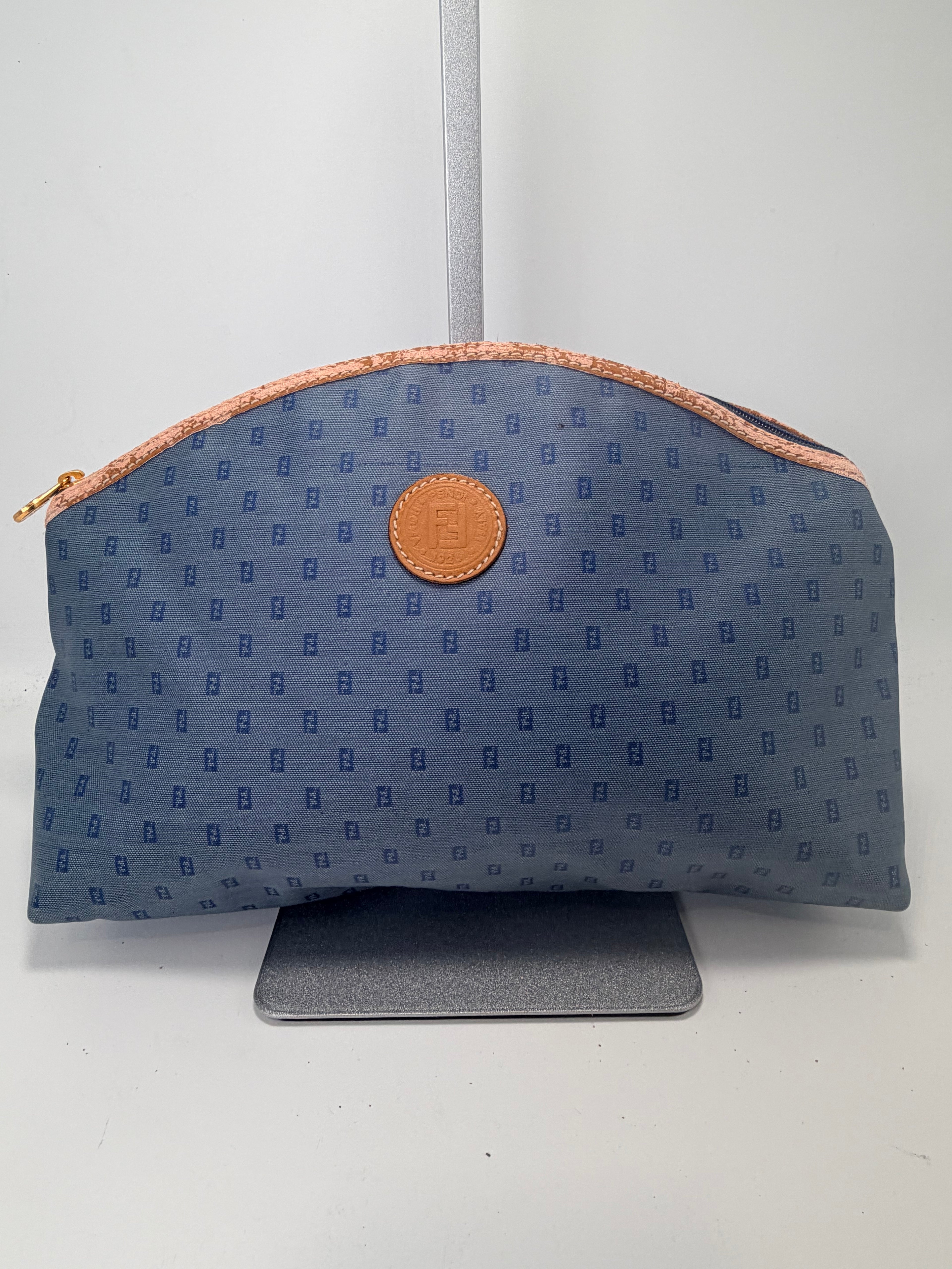 Fendi Blue FF Monogram Cosmetic Pouch