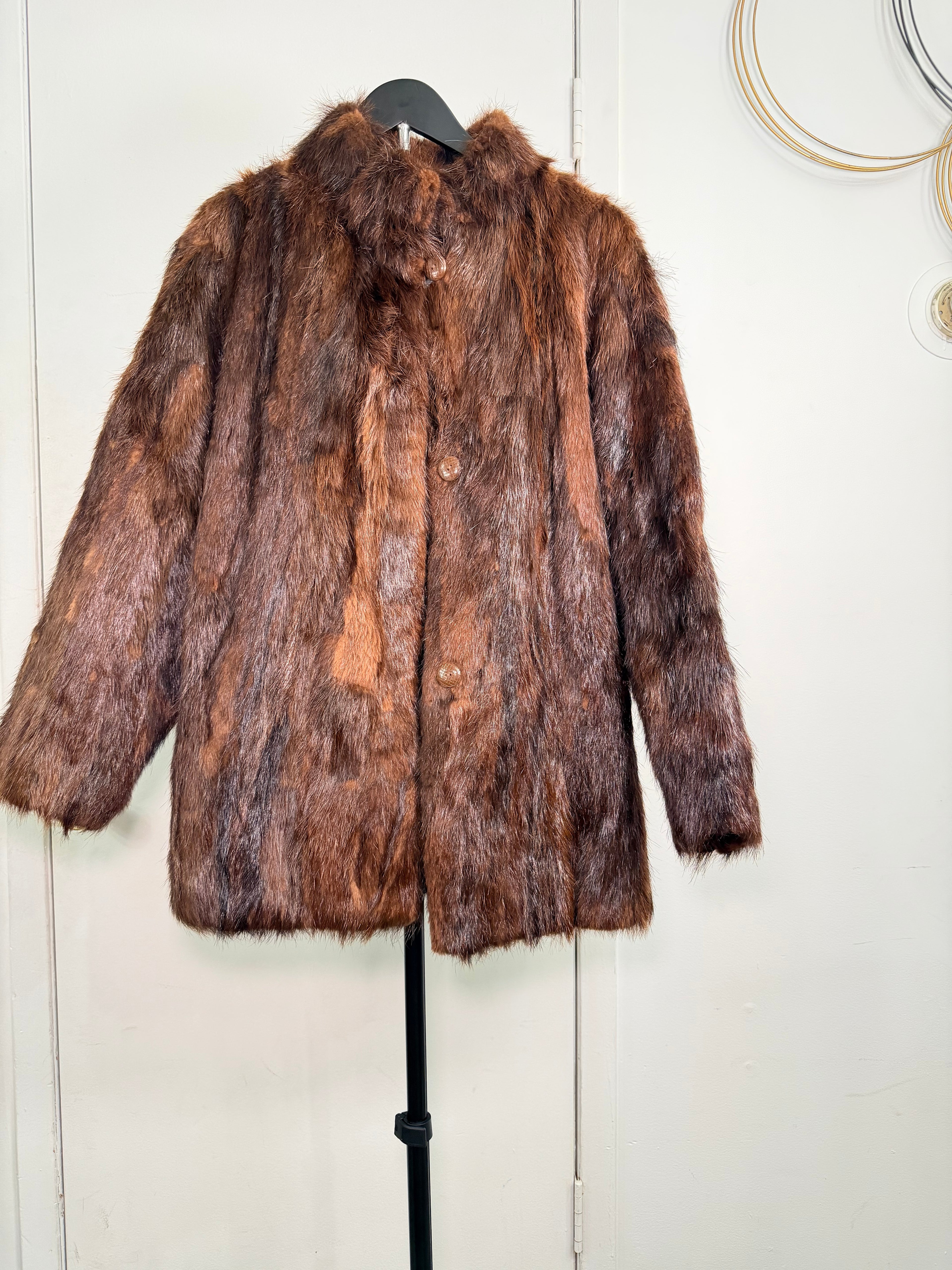 Vintage Real Rabbit Fur Coat – Rich Chestnut Brown (Medium)