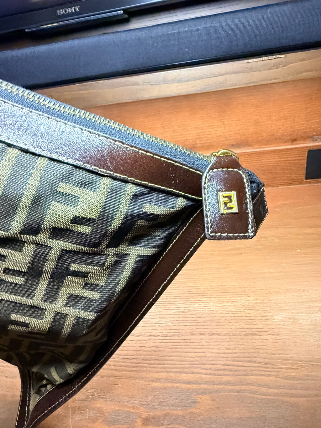 Fendi Zucca Monogram Canvas Clutch / Pouch Bag