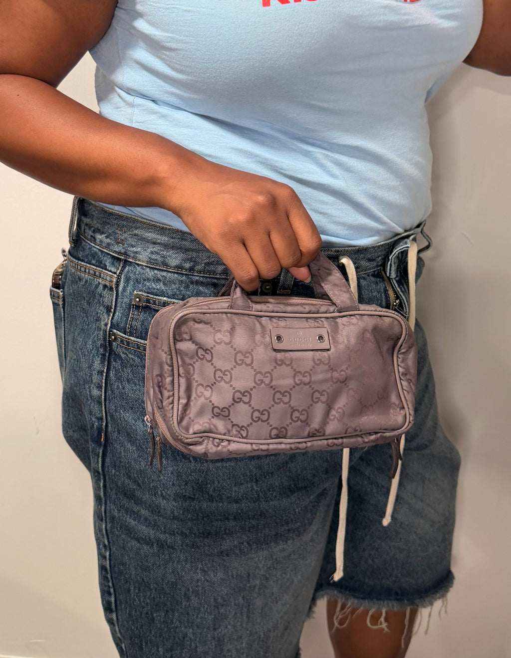 Gucci GG Nylon Cosmetic Train Case / Mini Bag (Purple)