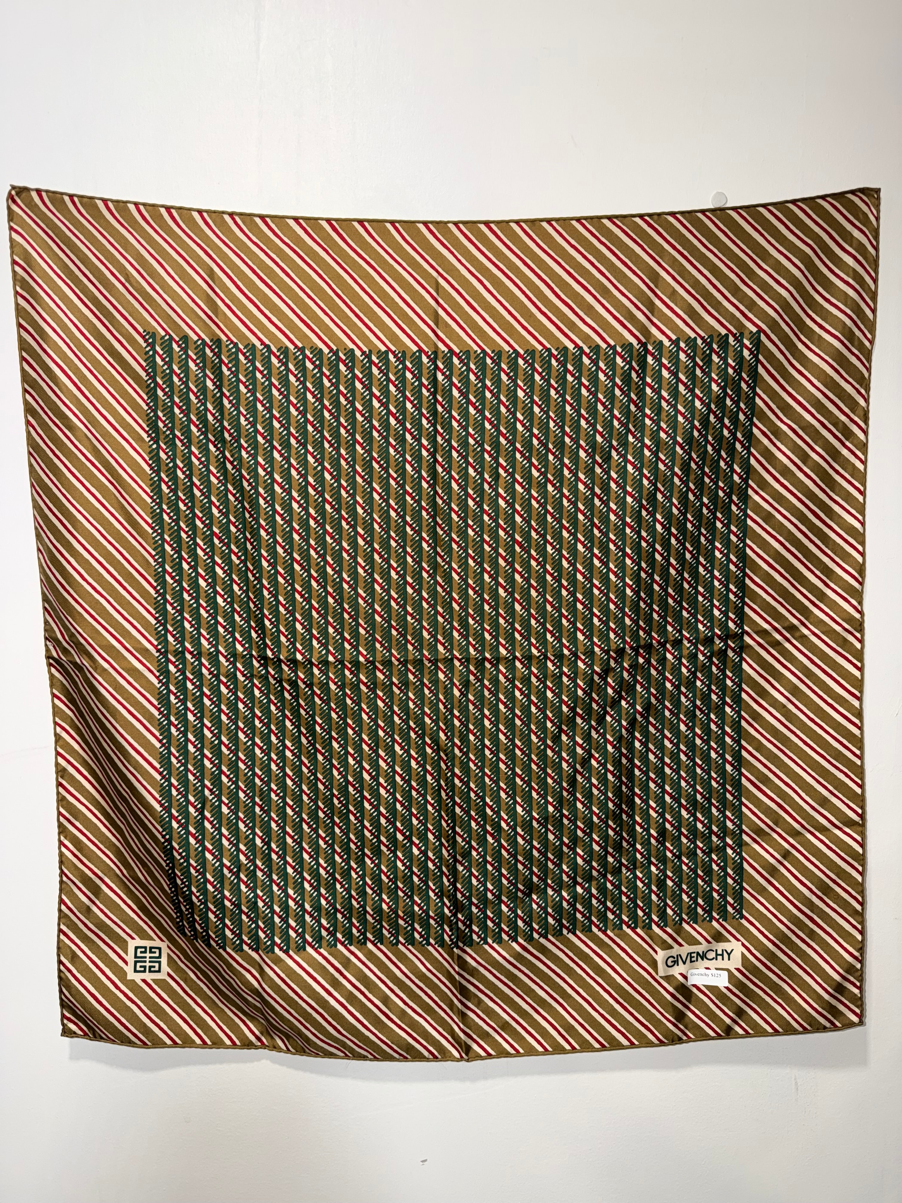 Givenchy Oversized Silk Scarf in Plaid & Stripe Print