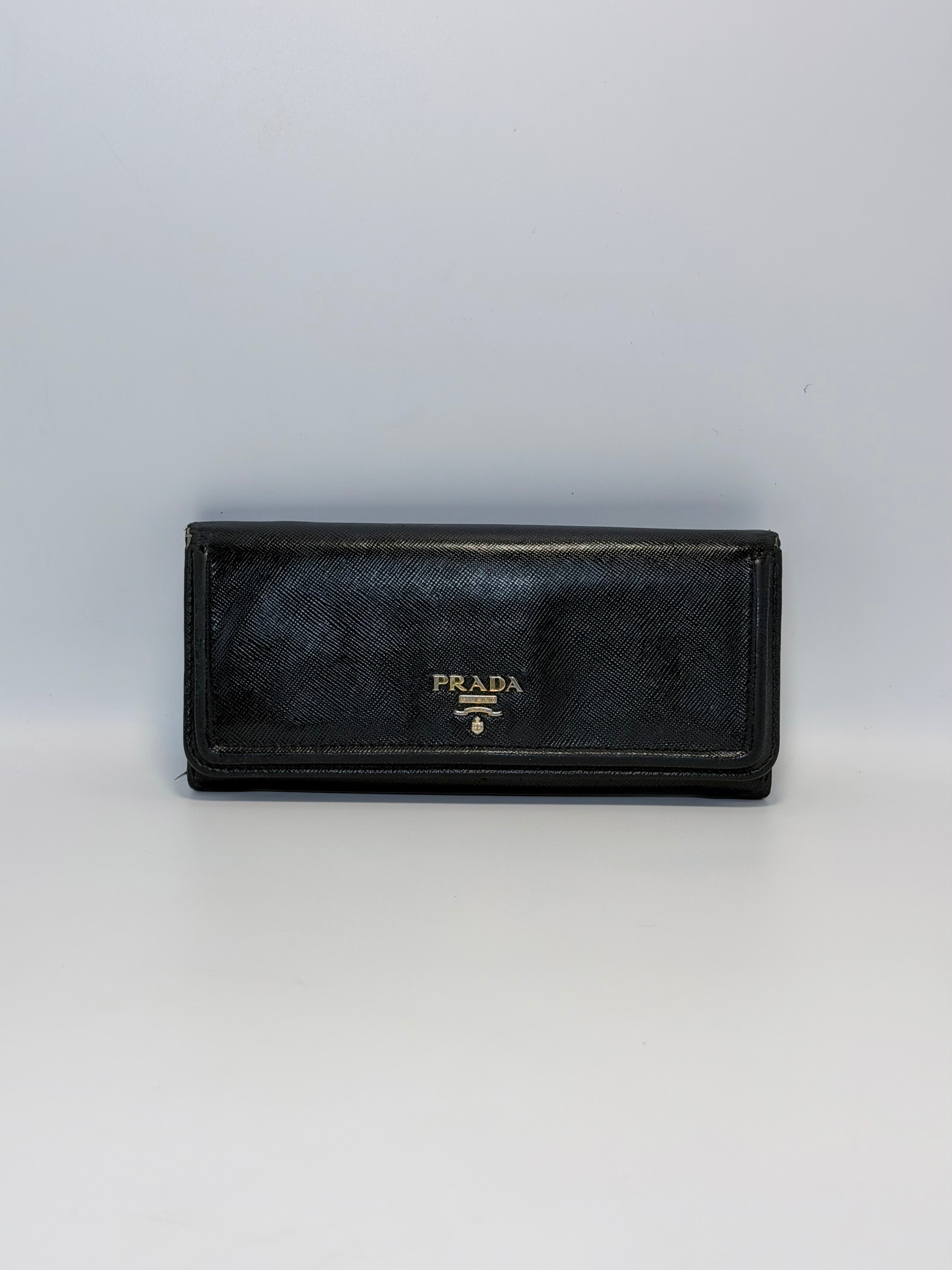 Vintage Prada Wallet – Black Saffiano Leather
