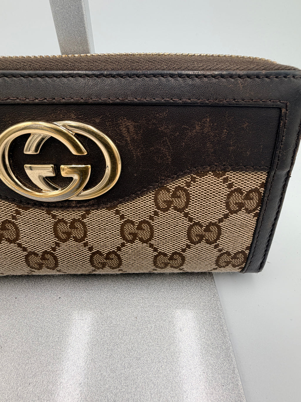 Gucci GG Canvas Zip Around Continental Wallet