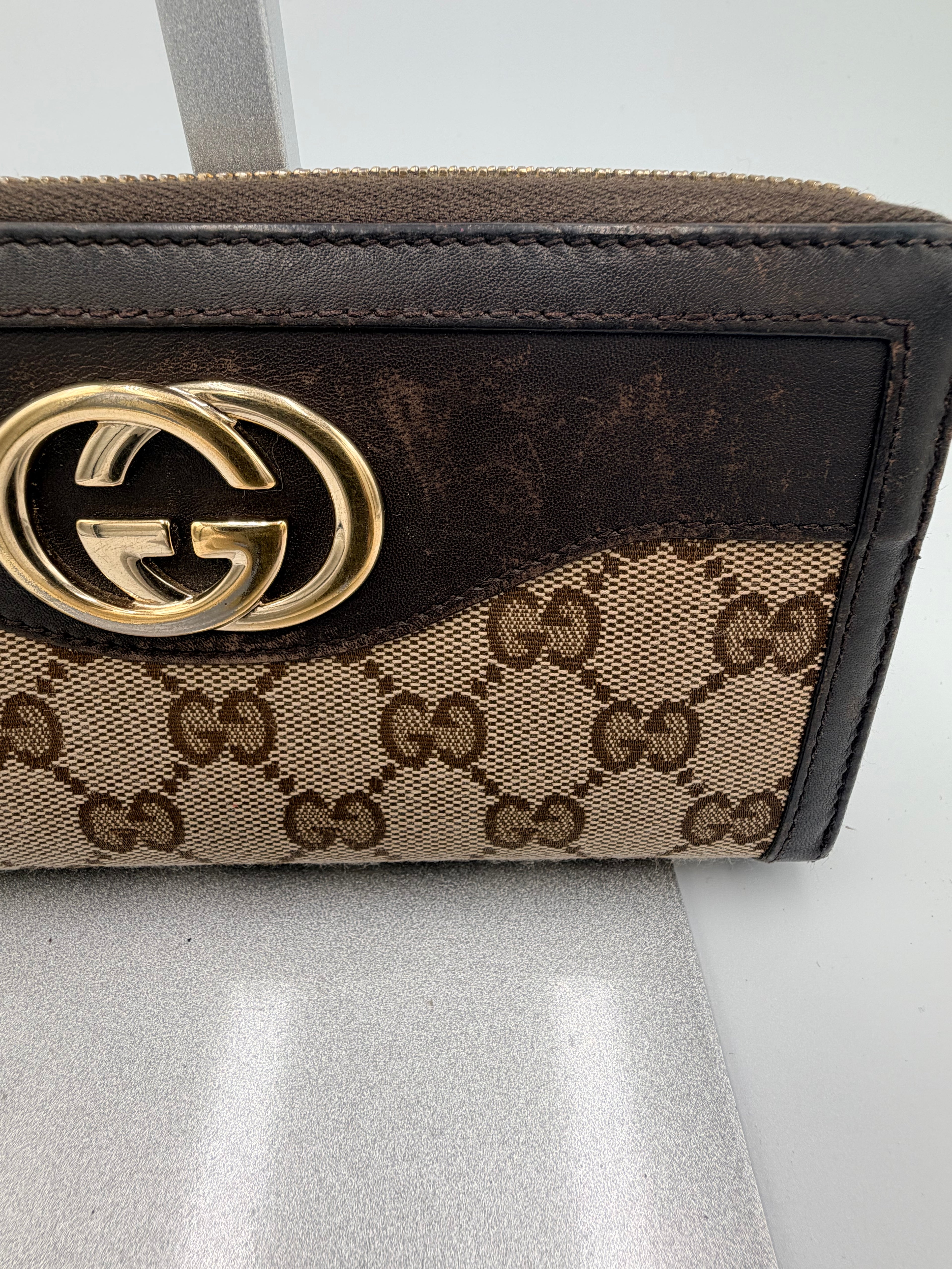 Gucci GG Canvas Zip Around Continental Wallet