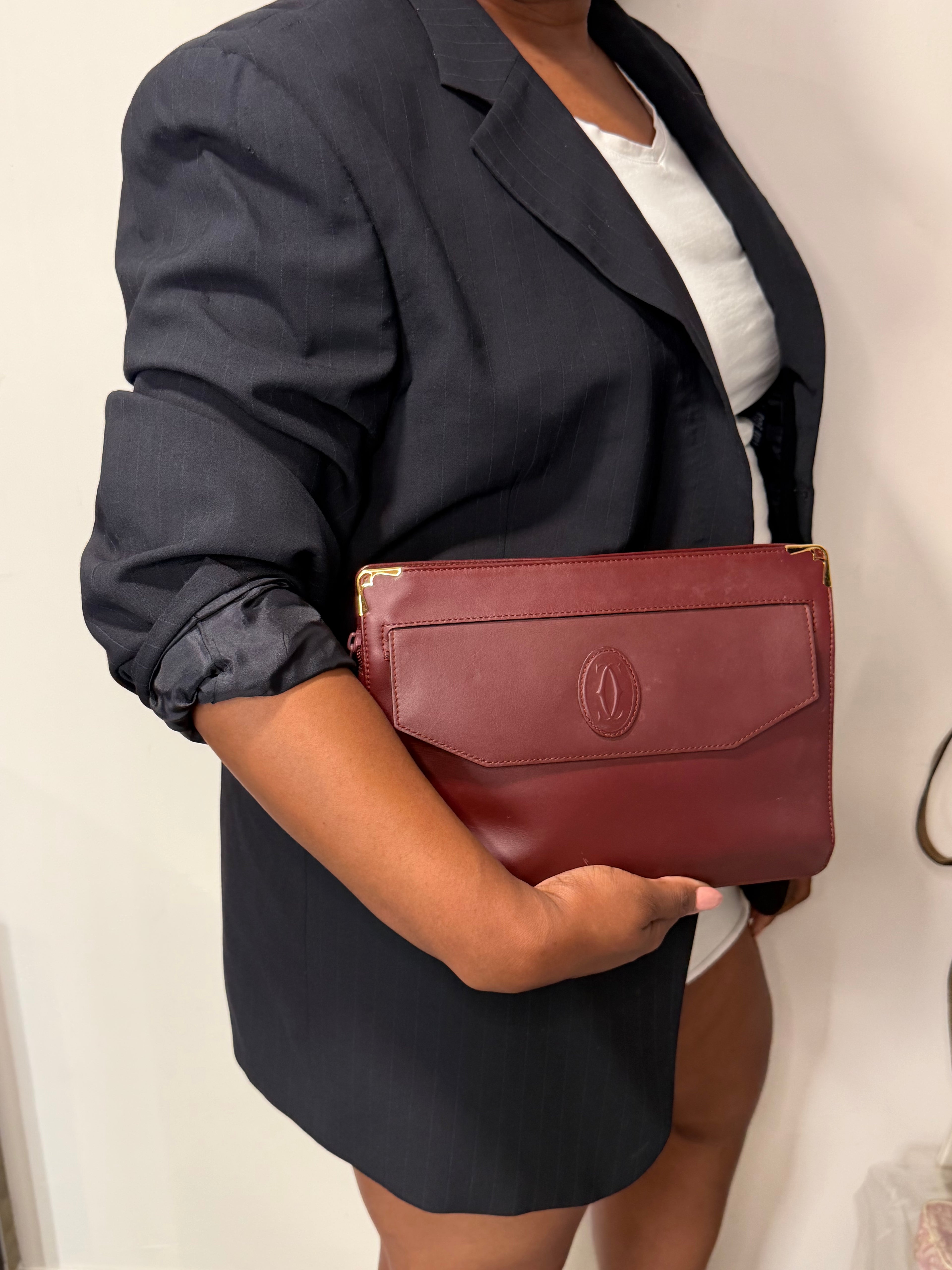 Cartier Must de Cartier Bordeaux Leather Portfolio Clutch