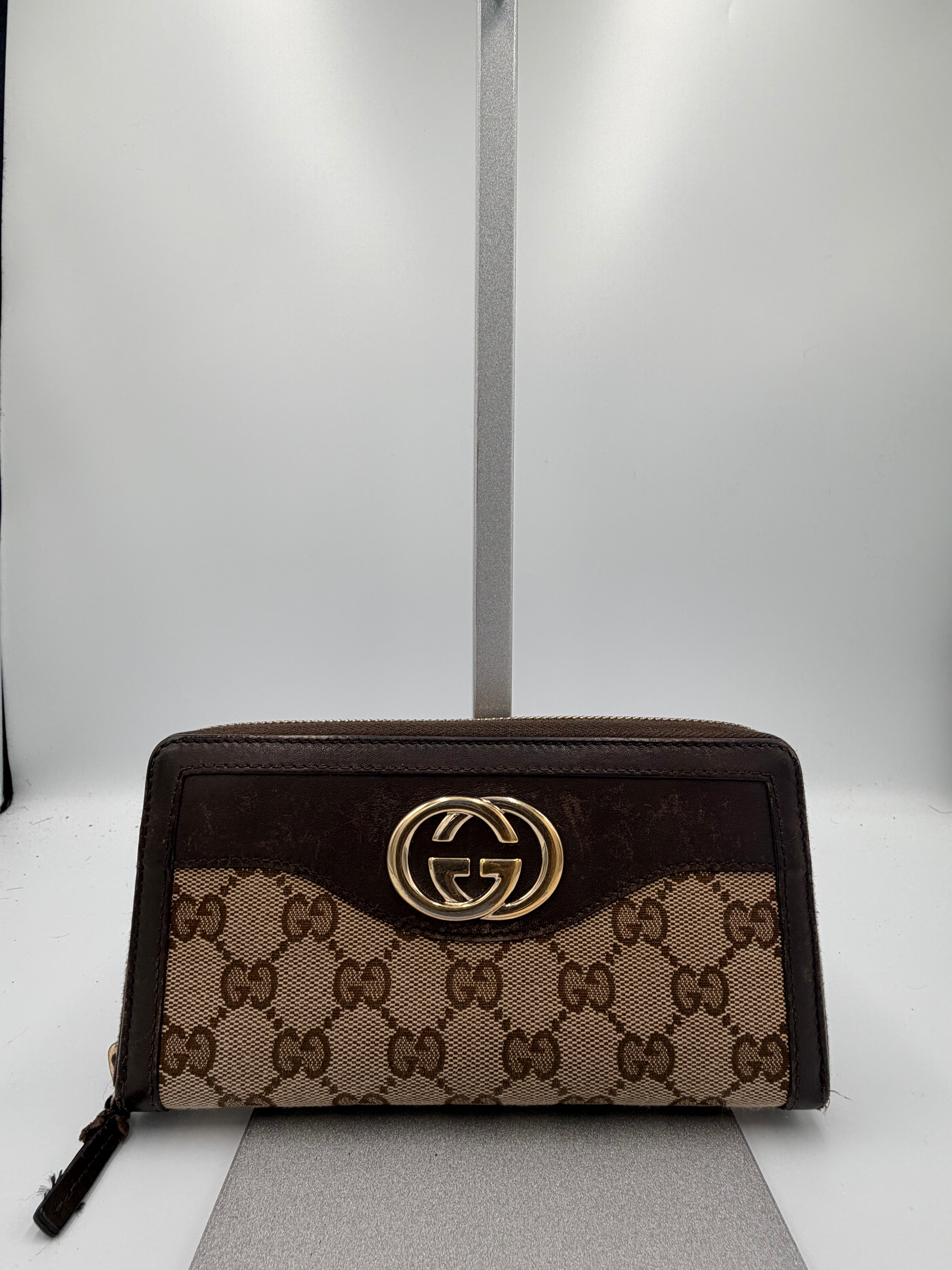 Gucci GG Canvas Zip Around Continental Wallet