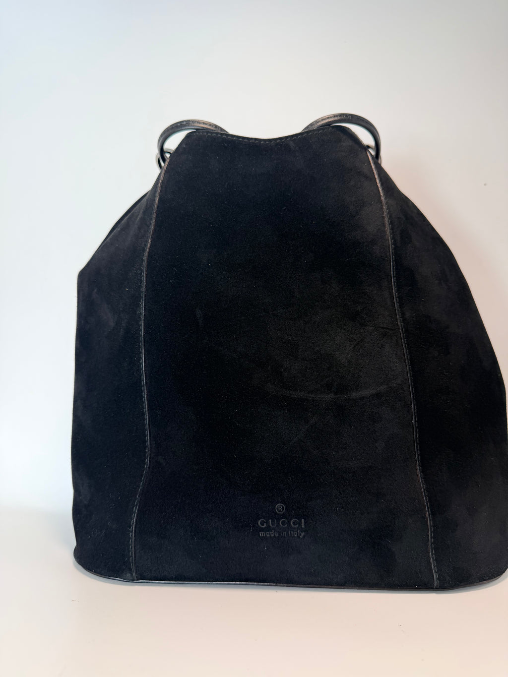 Vintage Gucci Suede Drawstring Bucket Bag