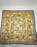 Vintage Kenzo Paris Floral Silk Scarf – Yellow, Blush & Violet