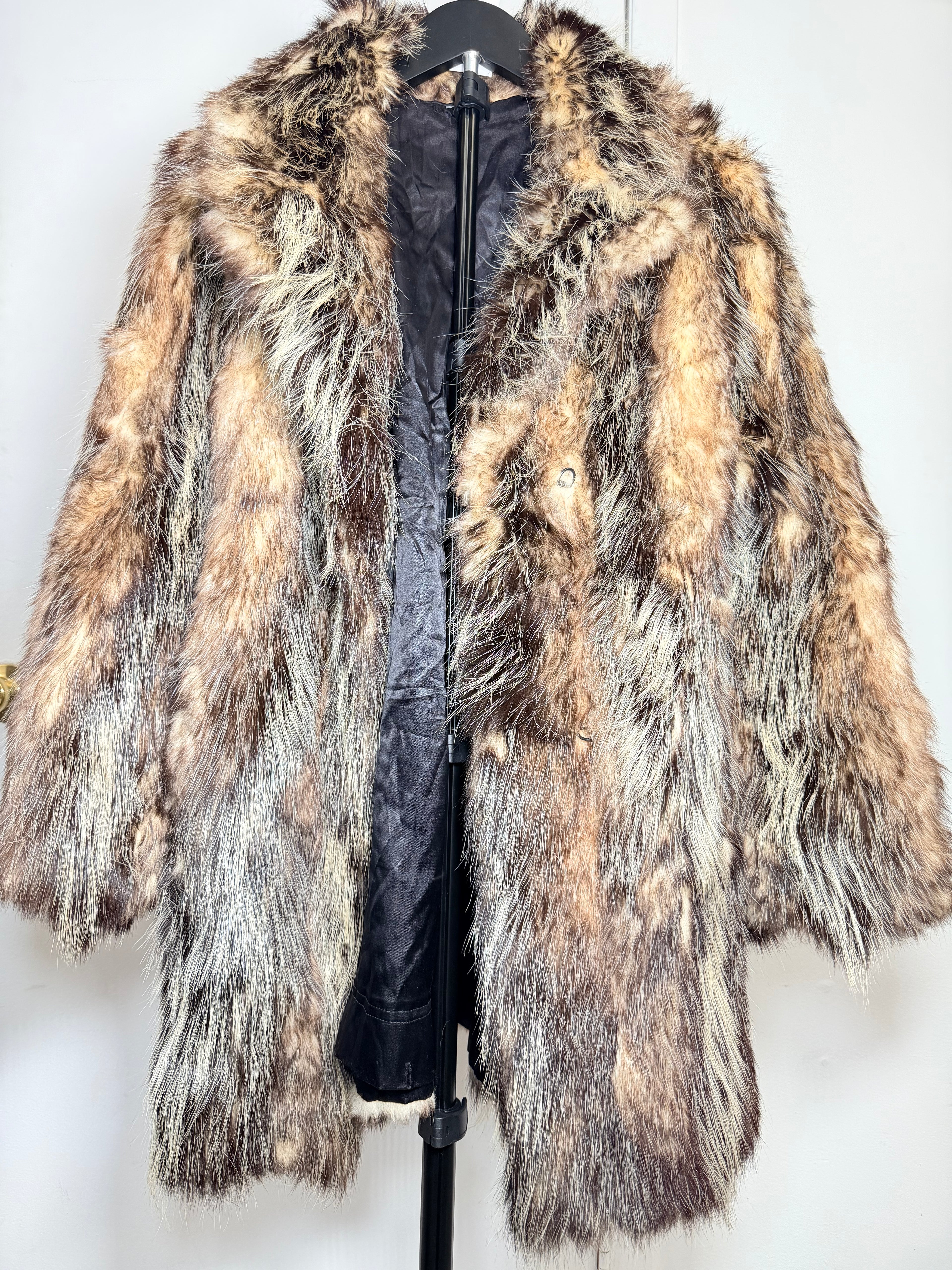 Vintage Natural Finn Raccoon Fur Coat - Large 046