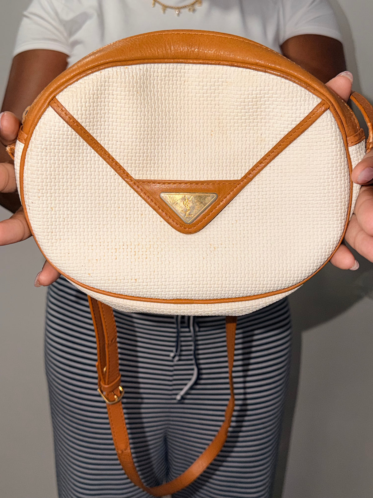 YSL Woven Oval Crossbody Bag