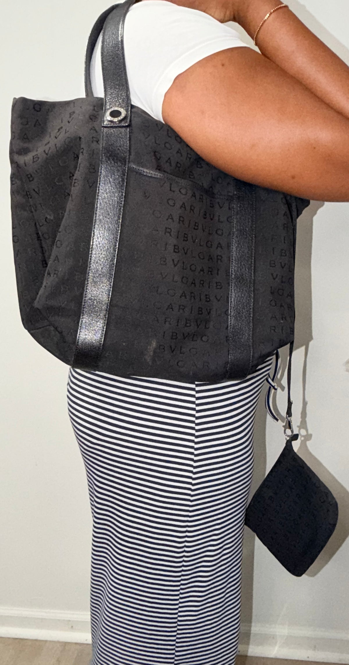 Bvlgari Logo Jacquard Tote with Detachable Pouch