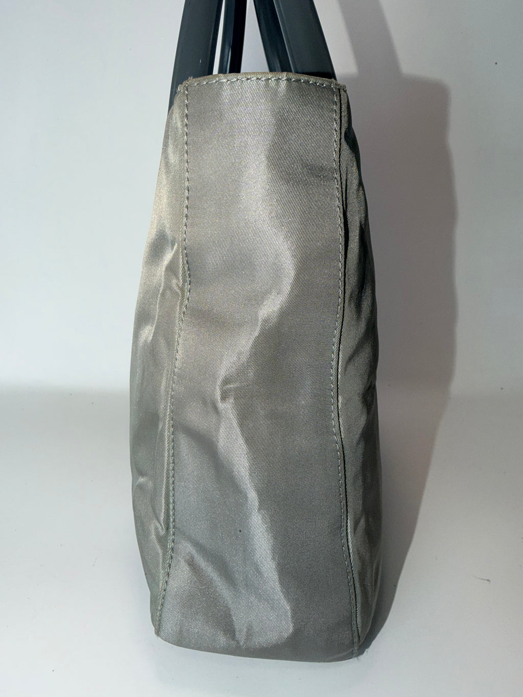 Prada Gray Nylon Mini Tote with Acrylic Handles