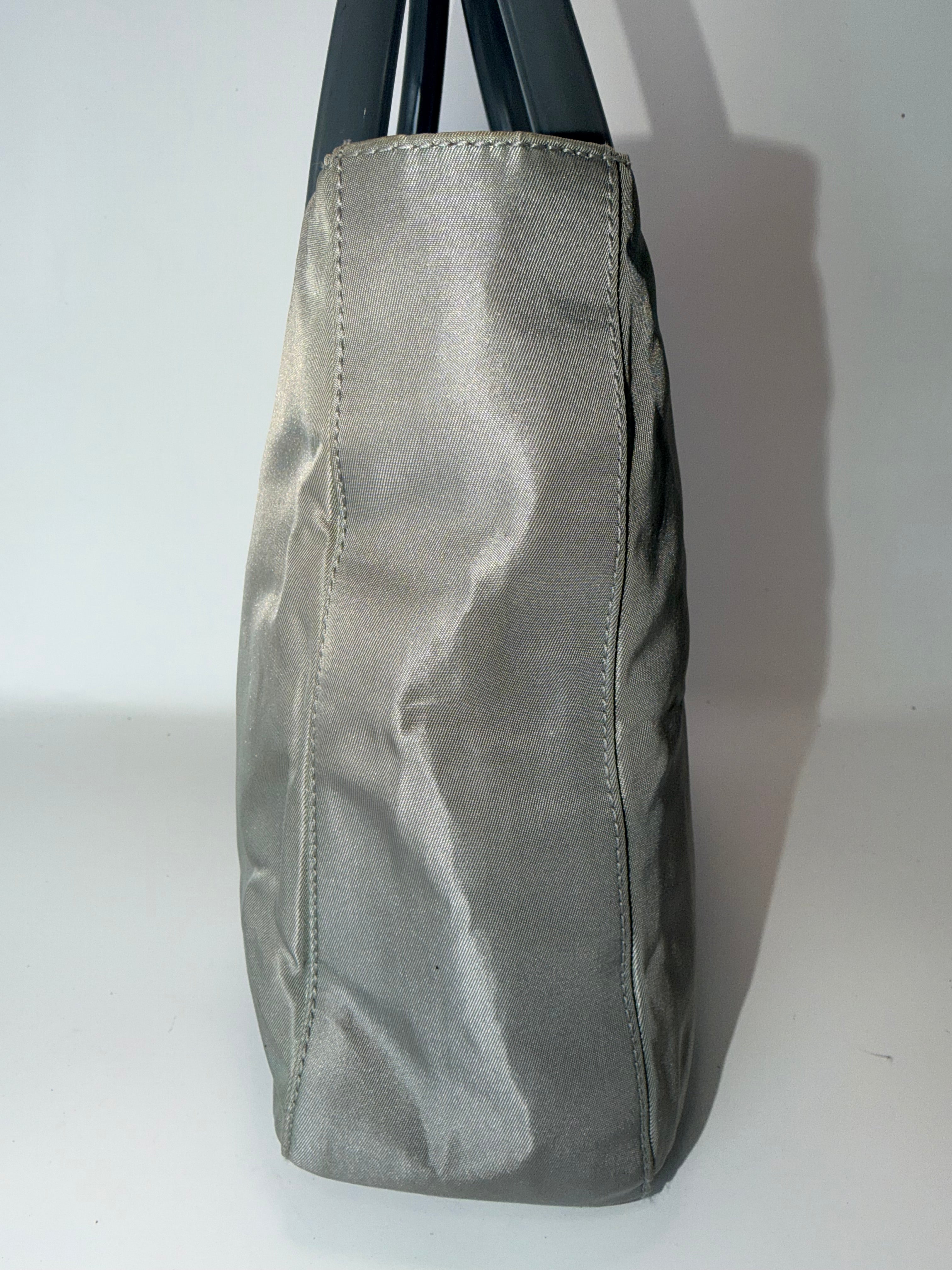 Prada Gray Nylon Mini Tote with Acrylic Handles