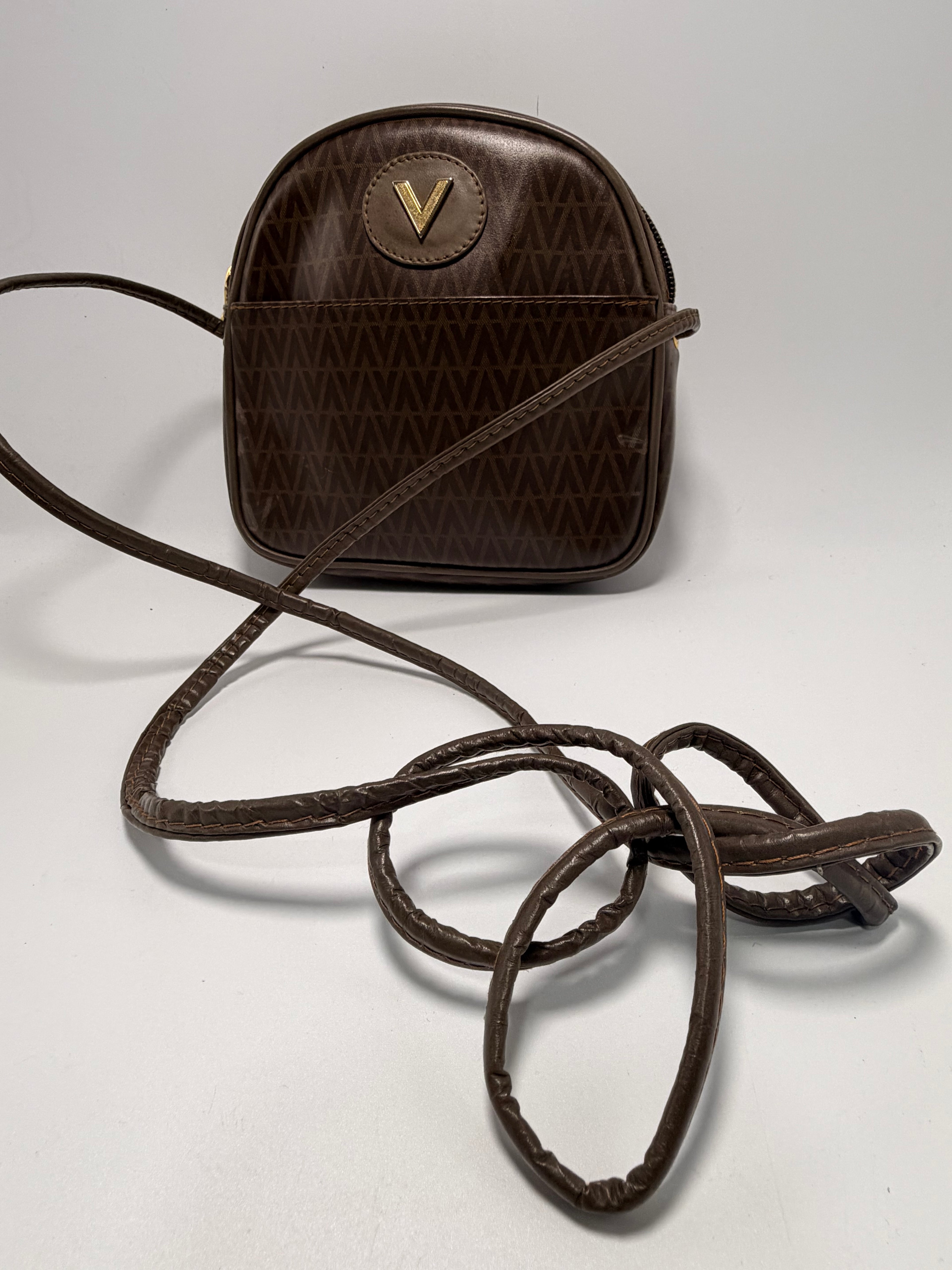 Valentino Monogram Mini Crossbody – Brown Vintage Logo