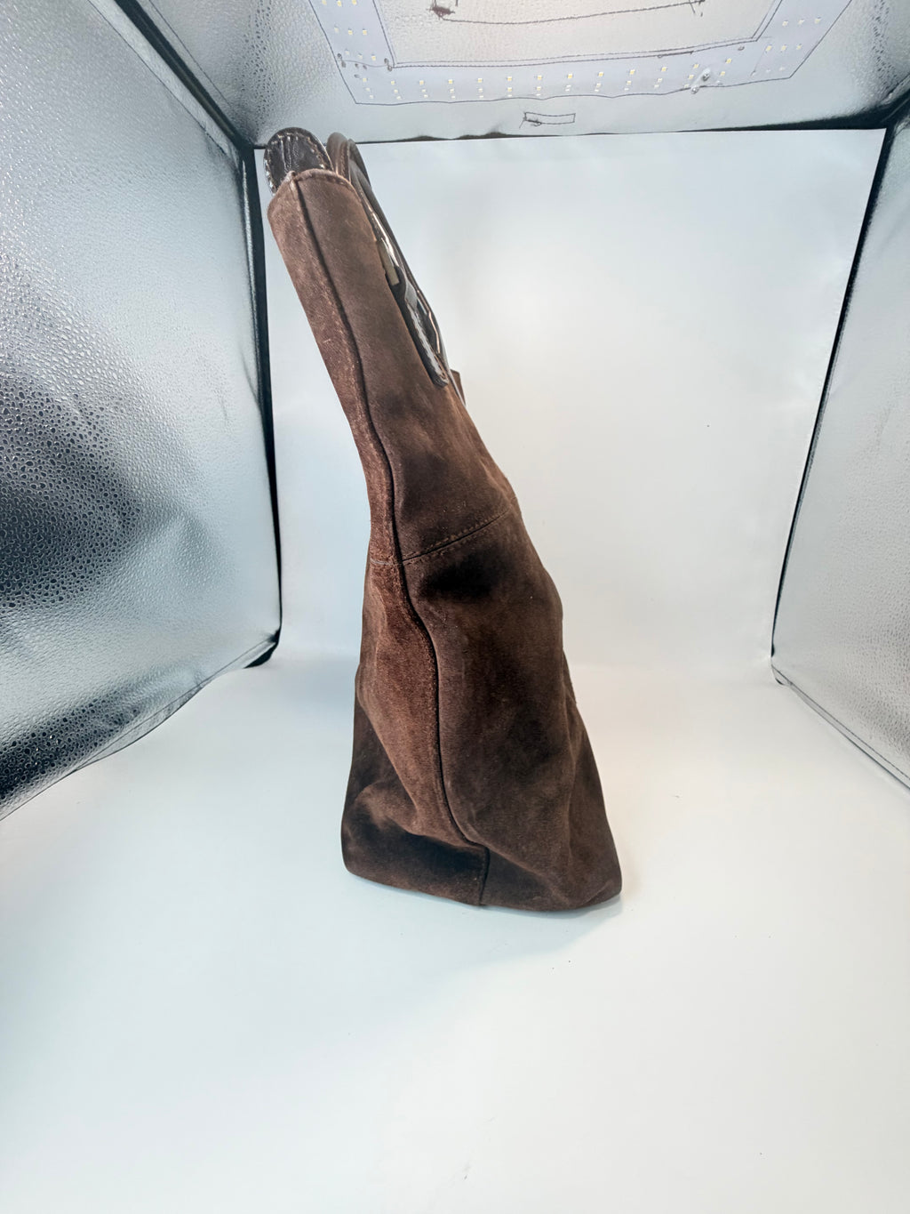 Gucci Brown Suede Tote Bag with Crossbody Strap