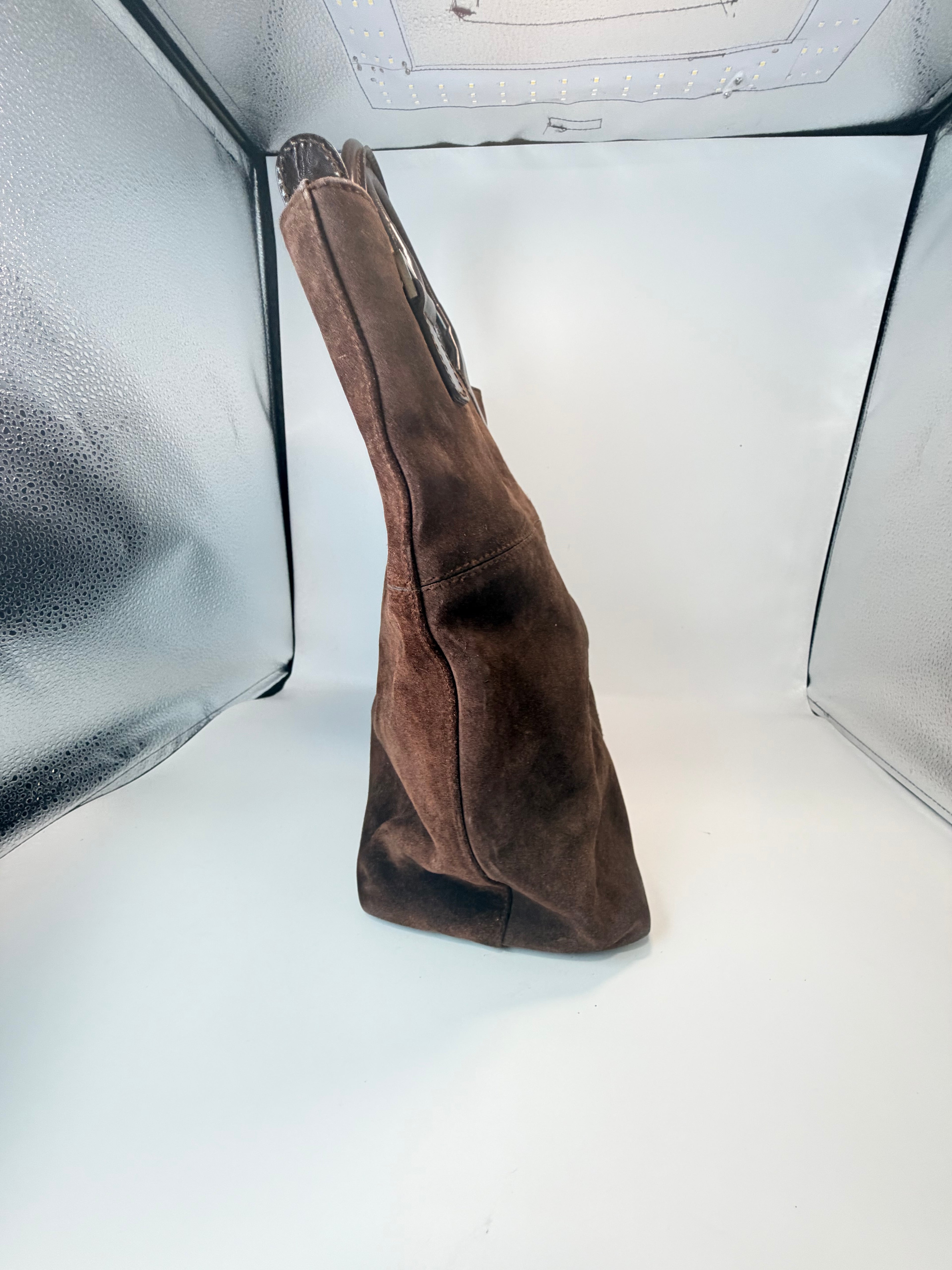 Gucci Brown Suede Tote Bag with Crossbody Strap