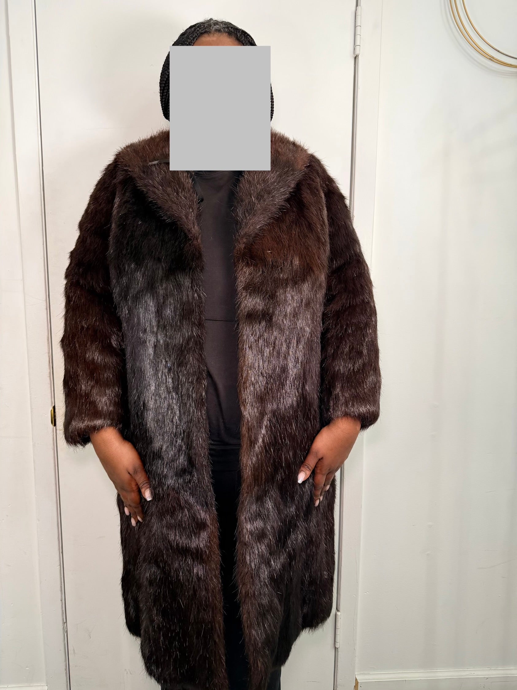 Vintage Beaver Fur Coat – Rich Chocolate Brown (XL)