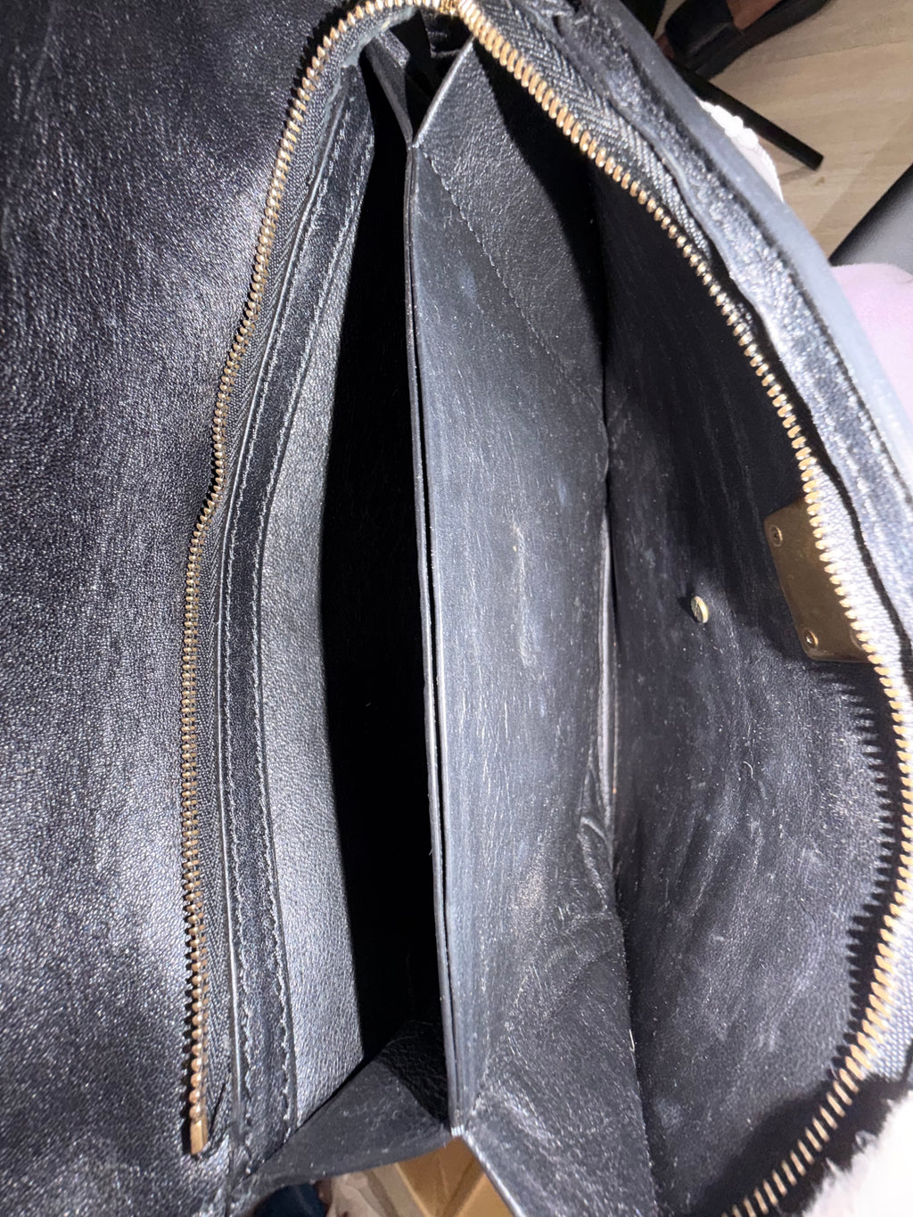 Celine Black Leather Envelope Clutch