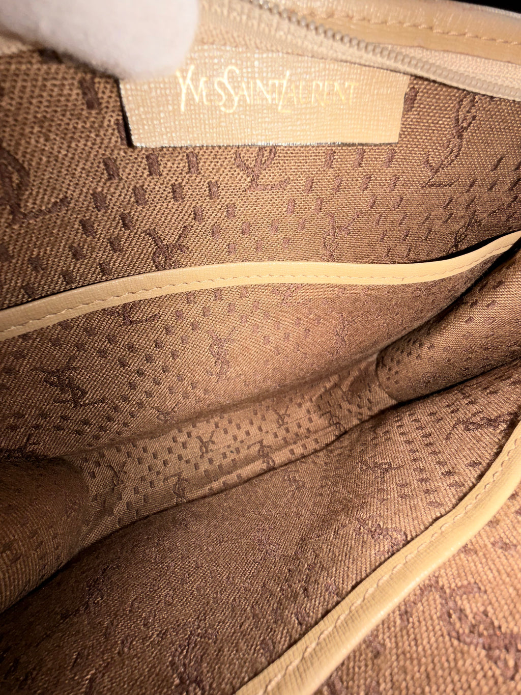 Yves Saint Laurent Vintage YSL Clutch / Pouch (Beige Ribbed Canvas)