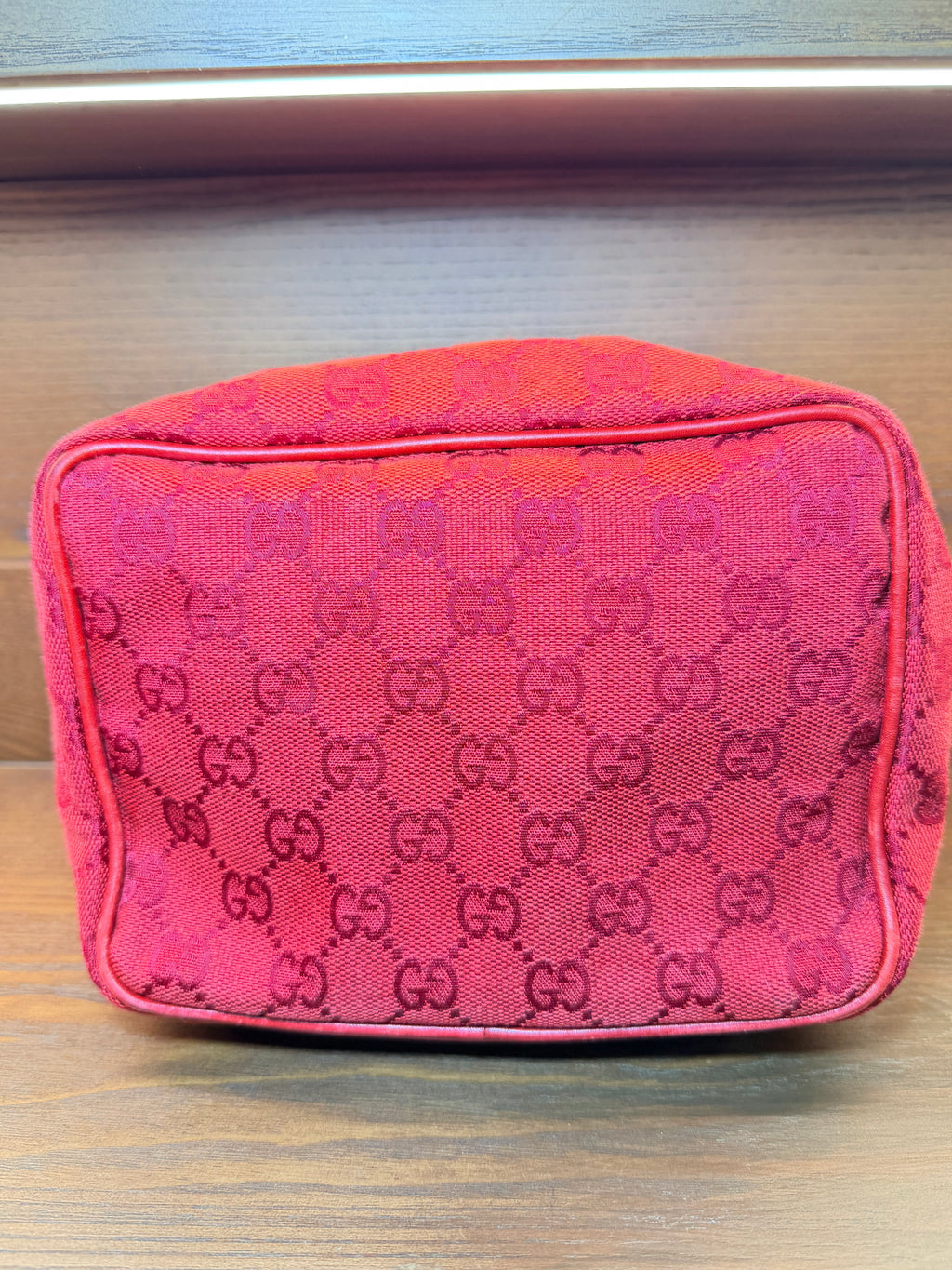 Gucci Red GG Monogram Vanity Case