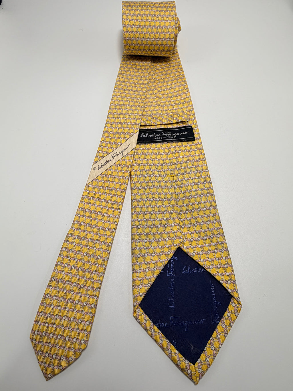 Salvatore Ferragamo Silk Tie – Yellow Gancini Pattern