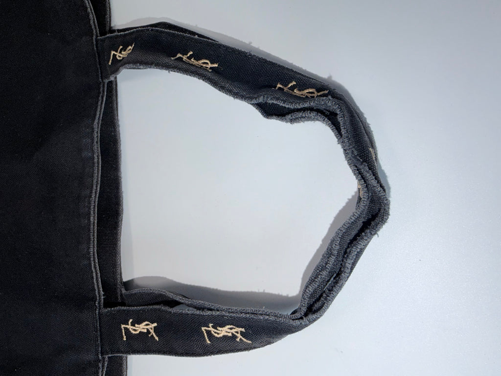 Yves Saint Laurent (YSL) Black Canvas Tote with Gold Monogram