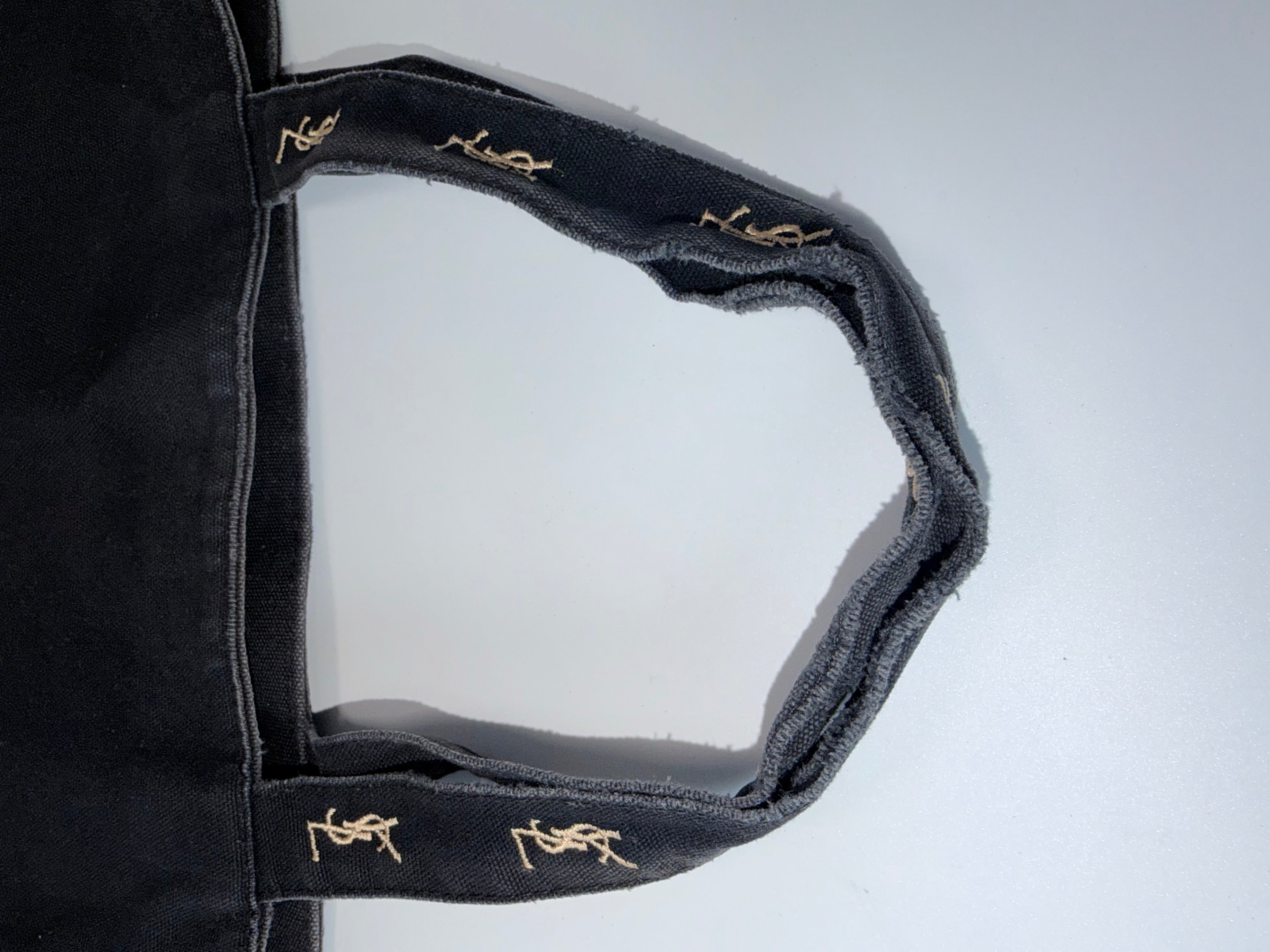 Yves Saint Laurent (YSL) Black Canvas Tote with Gold Monogram