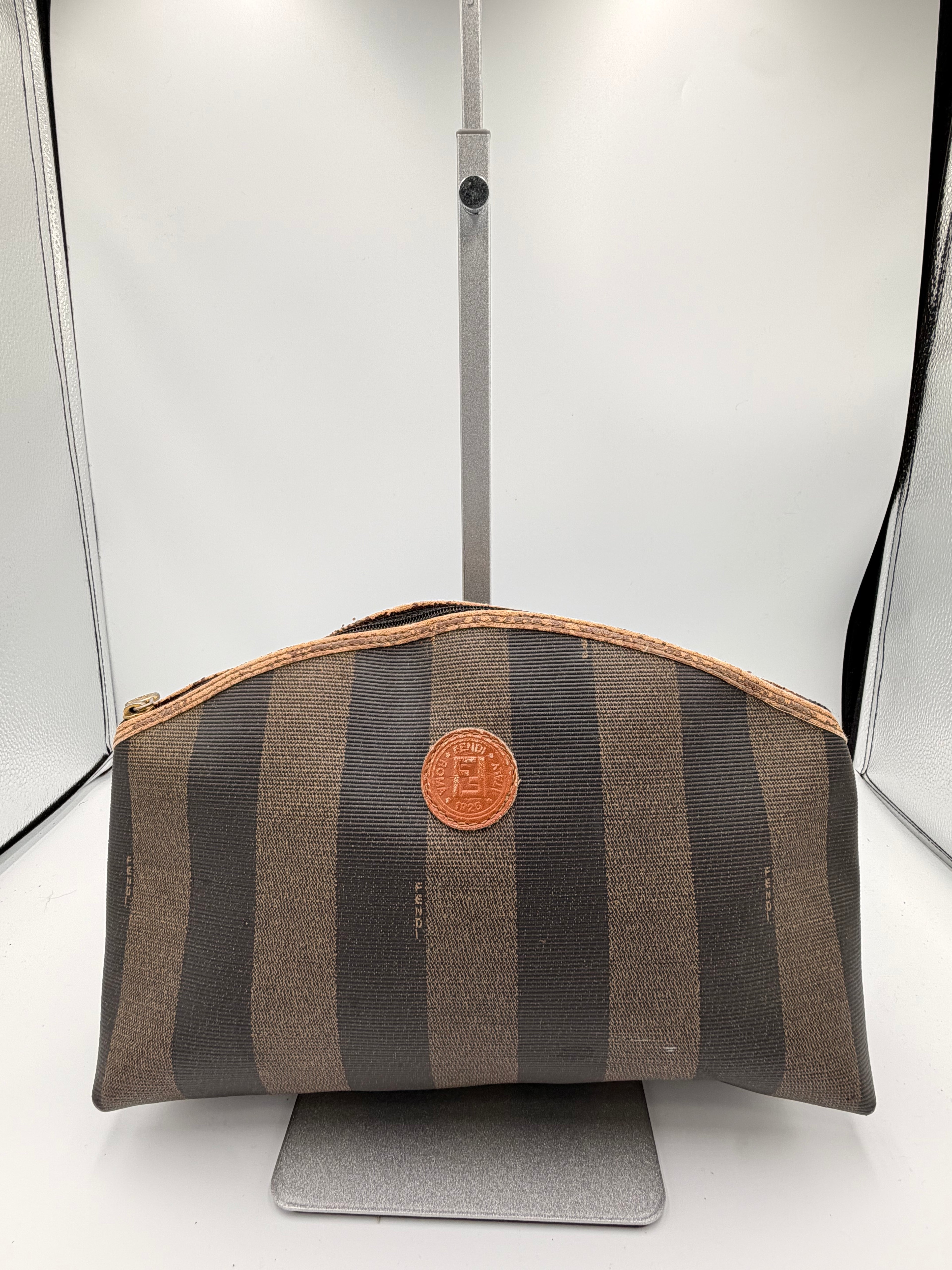 Fendi Pequin Stripe Zip Clutch