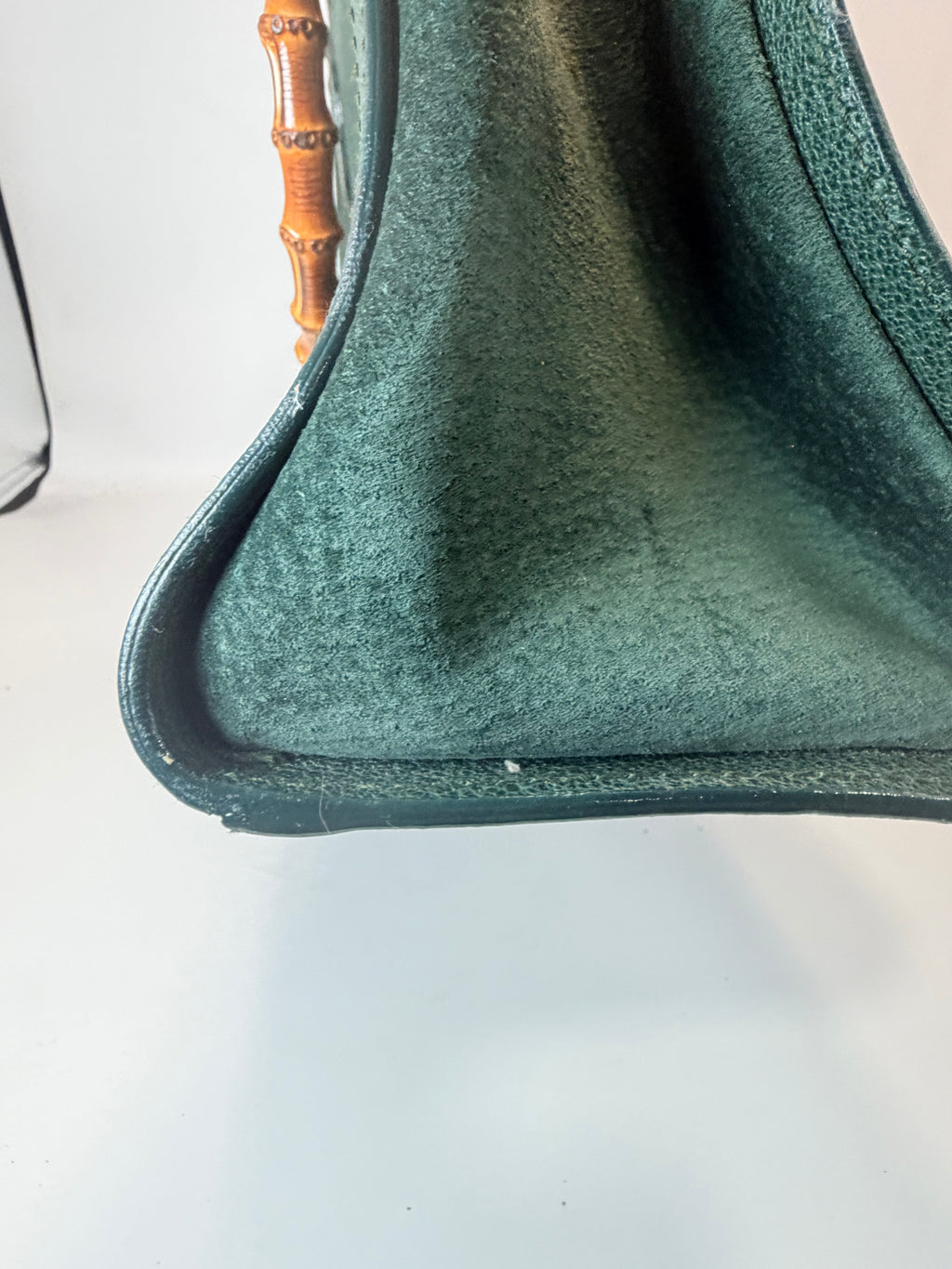 Gucci Bamboo Handle Suede & Leather Tote Bag – Green