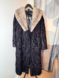 Vintage Persian Lamb (Astrakhan) Fur Coat with Mink Collar – Deep Espresso (2X–3X)