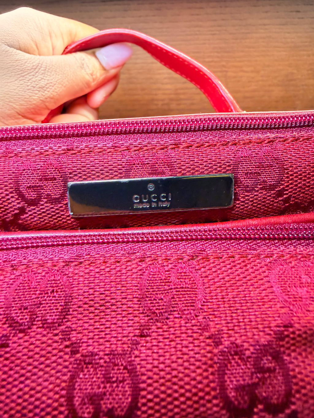 Gucci Red GG Monogram Vanity Case
