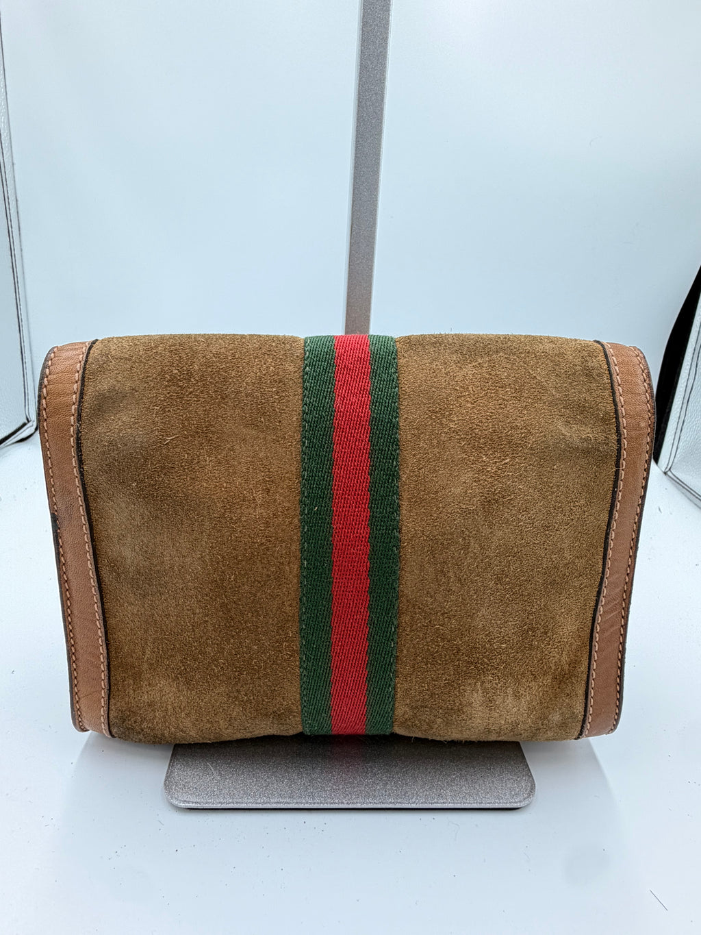 Gucci Suede Web Stripe Clutch