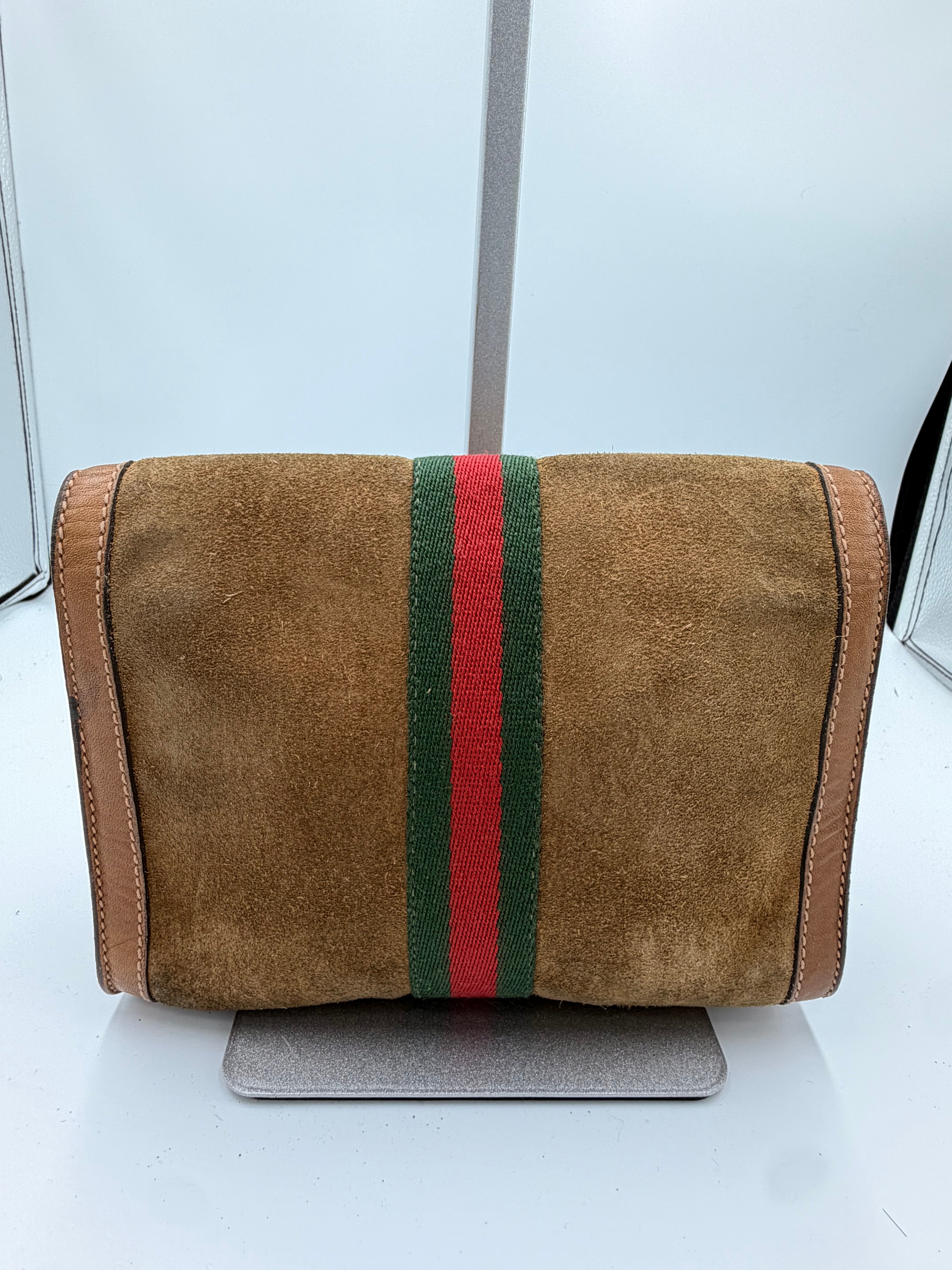 Gucci Suede Web Stripe Clutch