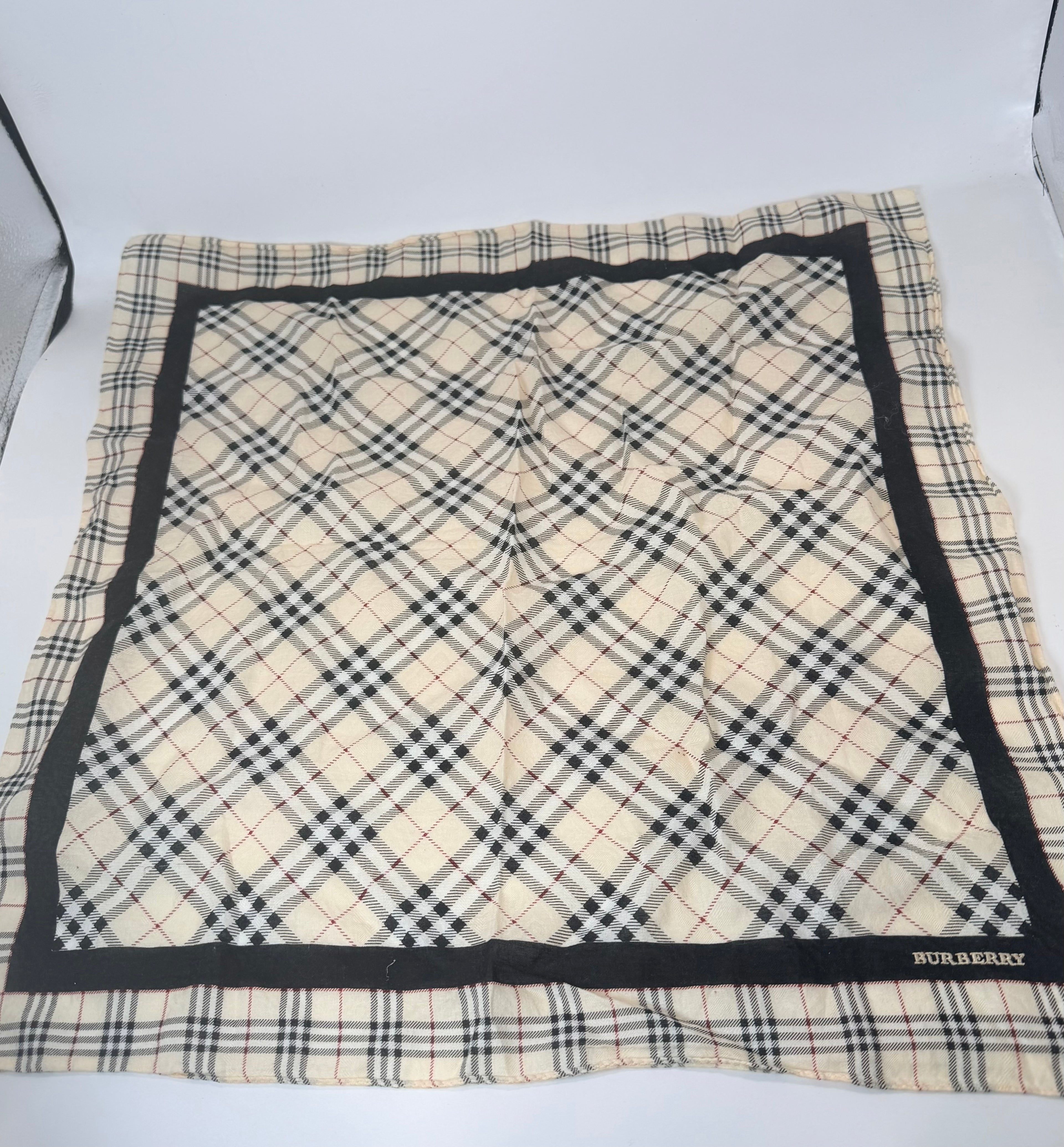Burberry Nova Check Silk Scarf – Classic Beige & Black