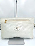 Valentino Garavani V Logo Embossed Clutch – Ivory