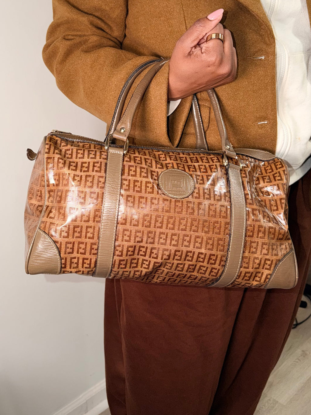Fendi Vintage Zucca Boston Bag