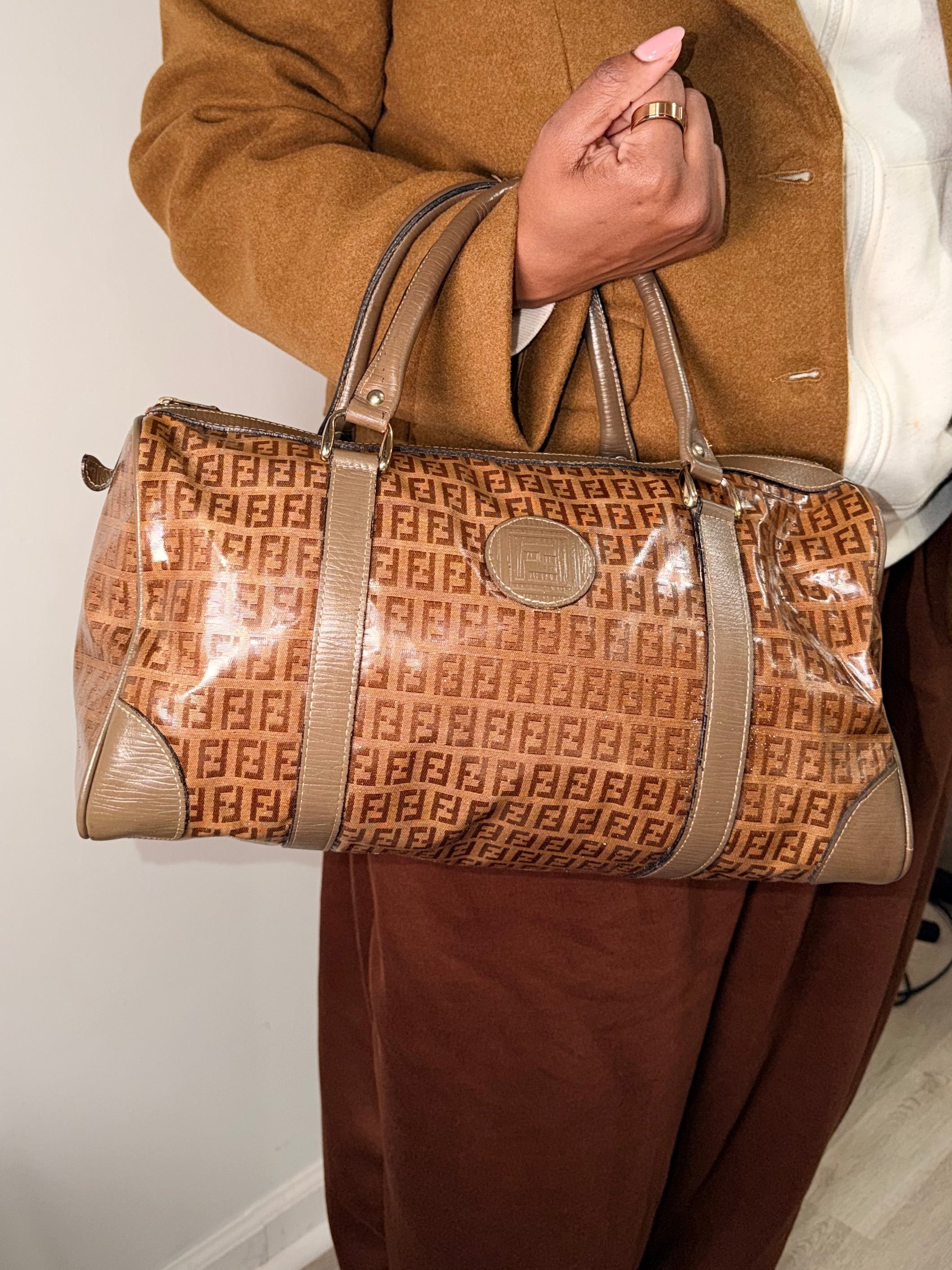 Fendi Vintage Zucca Boston Bag