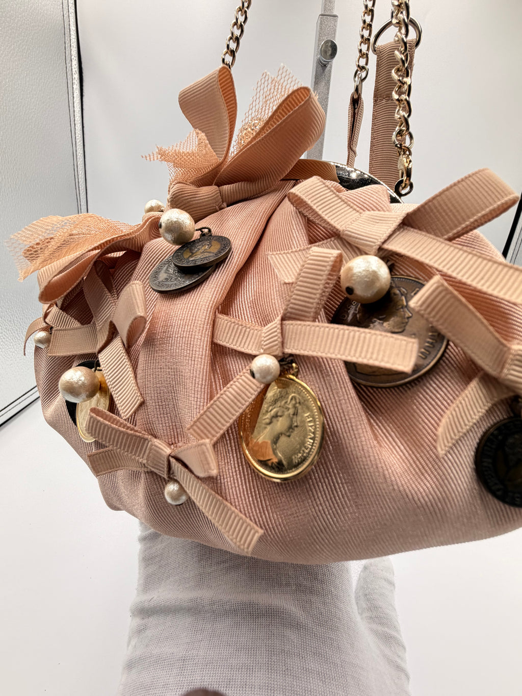 Lanvin en Bleu Embellished Ribbon Evening Bag