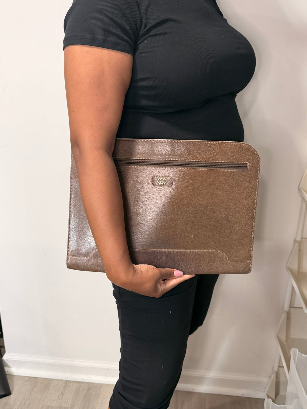 Gucci XL Leather Document Carrier / Oversized Clutch