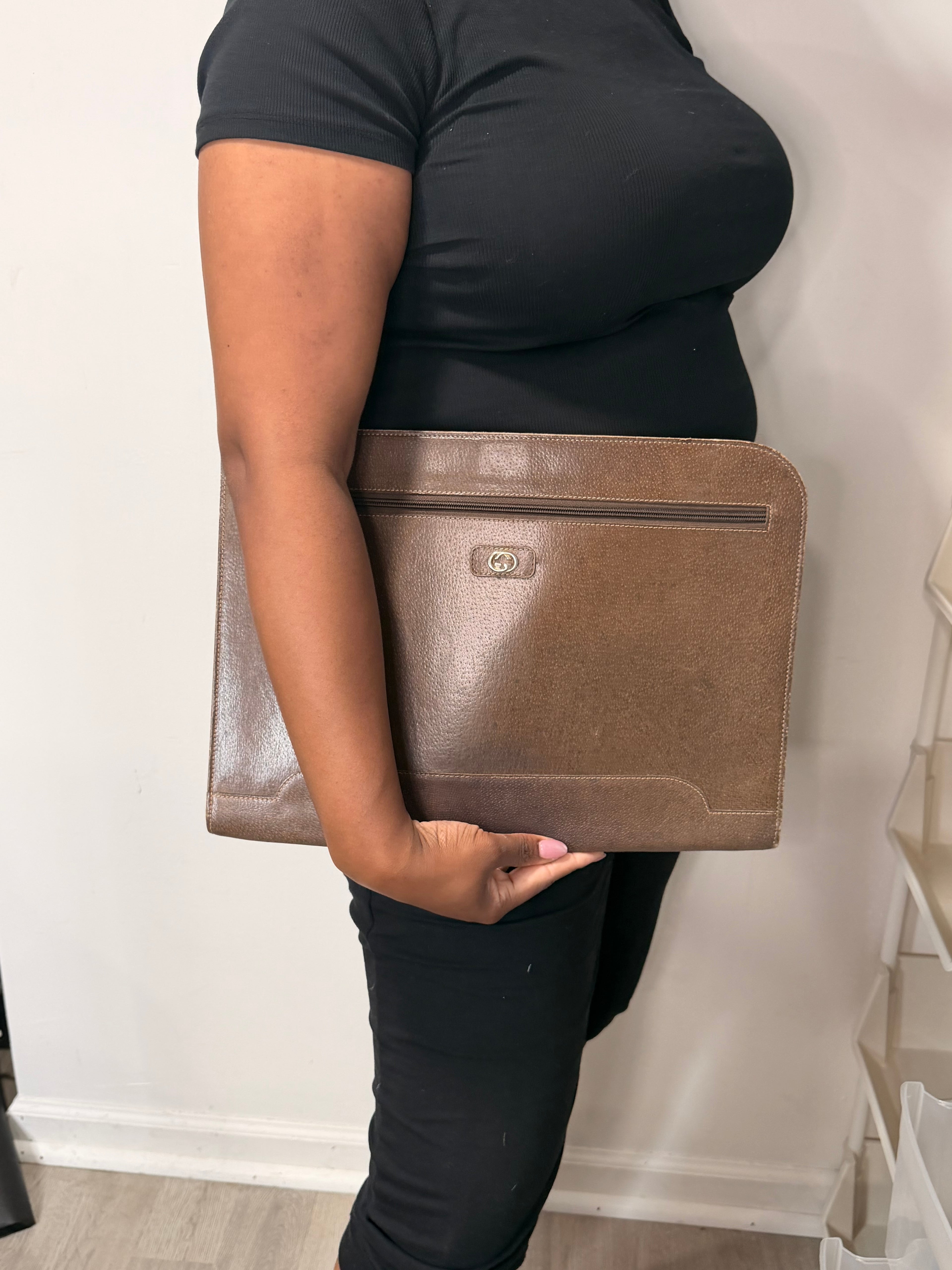 Gucci XL Leather Document Carrier / Oversized Clutch