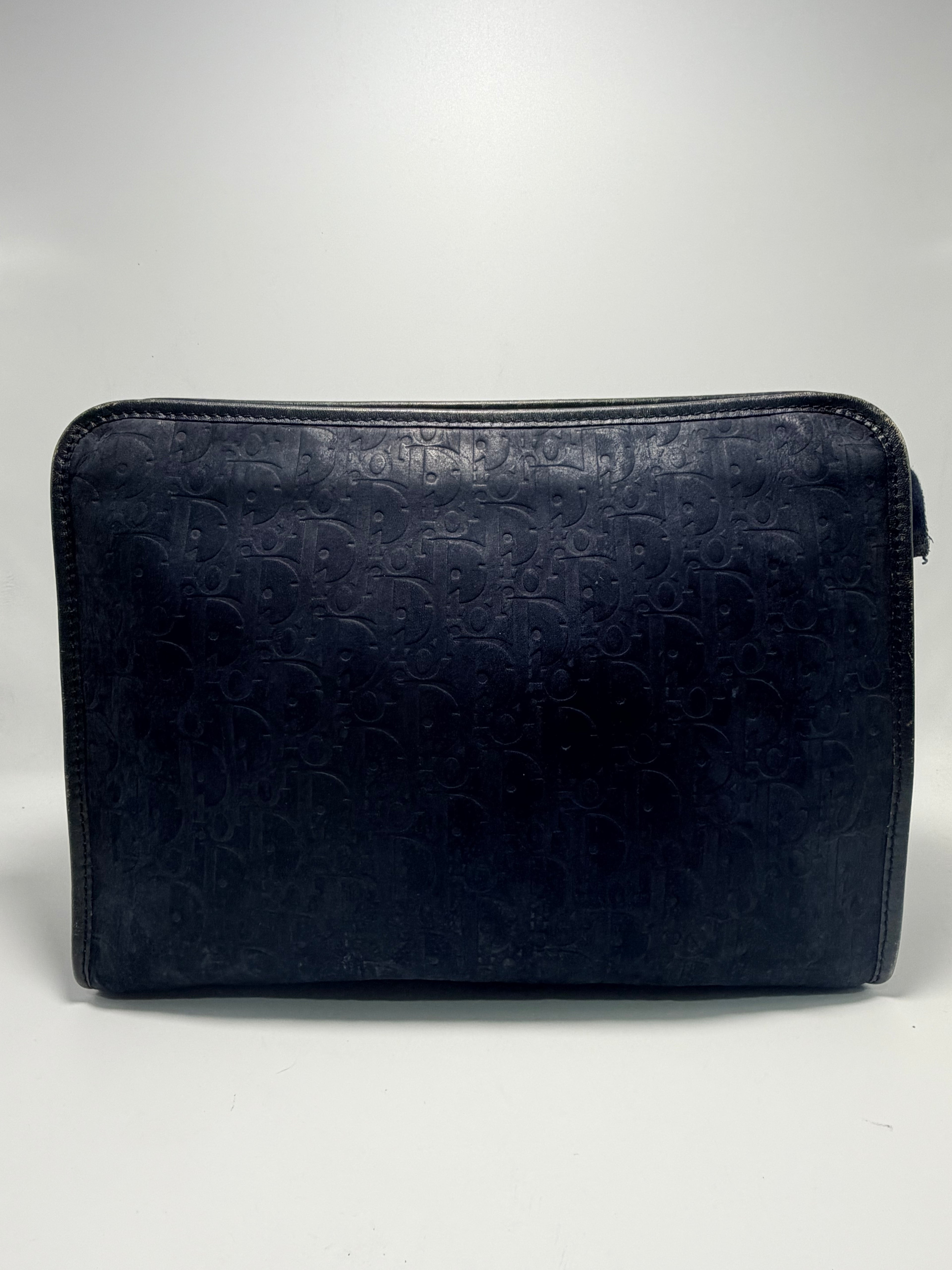 Christian Dior Vintage Oblique Clutch / Toiletry– Navy